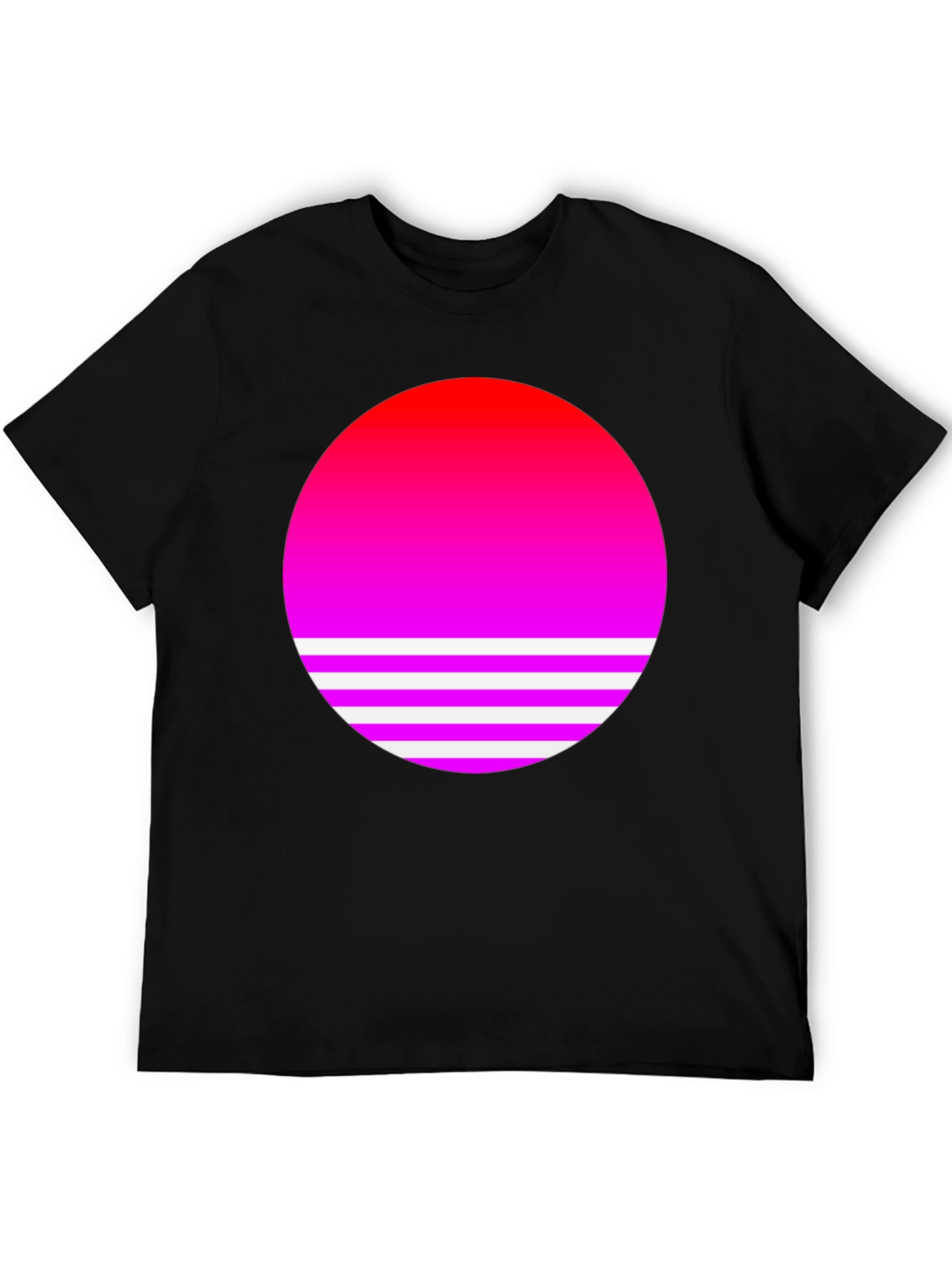 Retro Sunset Graphic Tee - Black Cotton Blend