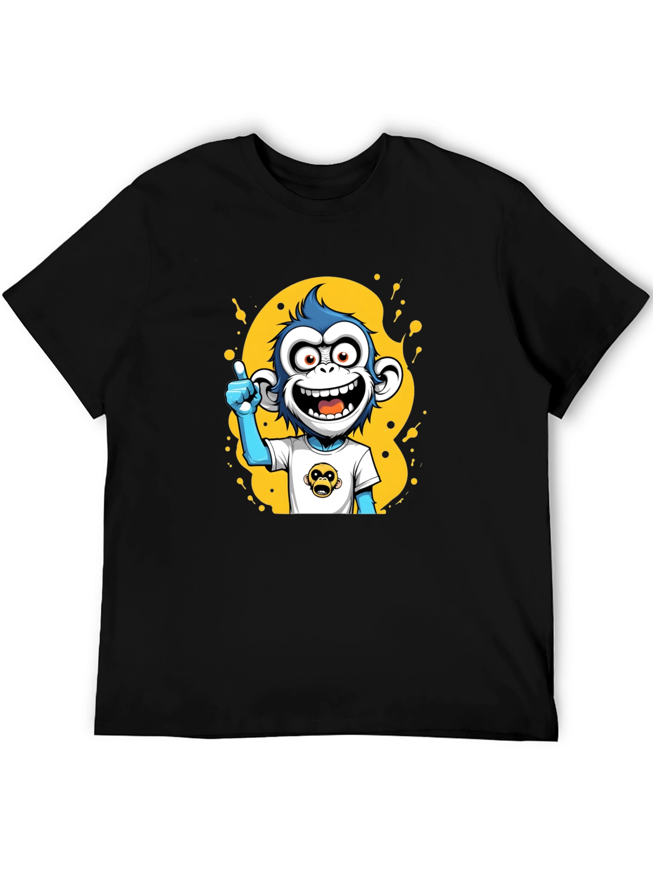 Cartoon Monkey Graphic Black T-Shirt