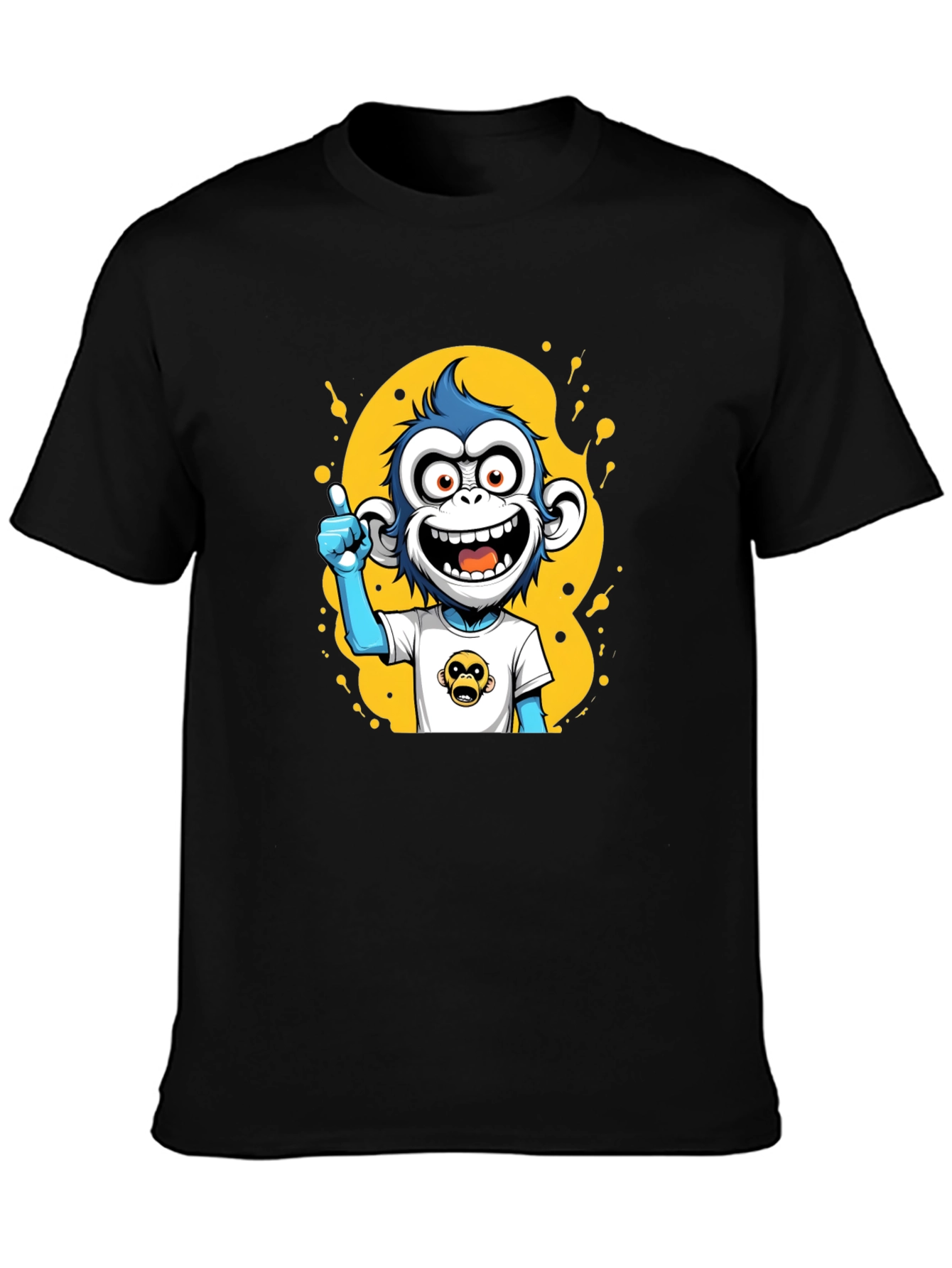Cartoon Monkey Graphic Black T-Shirt
