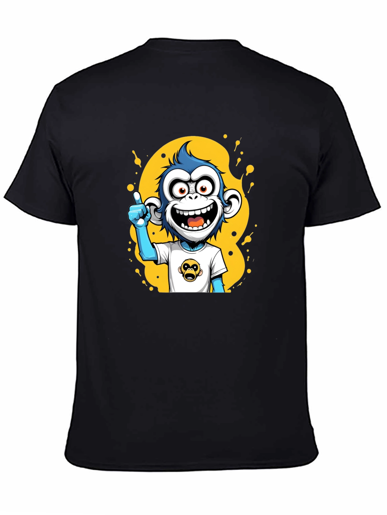 Cartoon Monkey Graphic Black T-Shirt