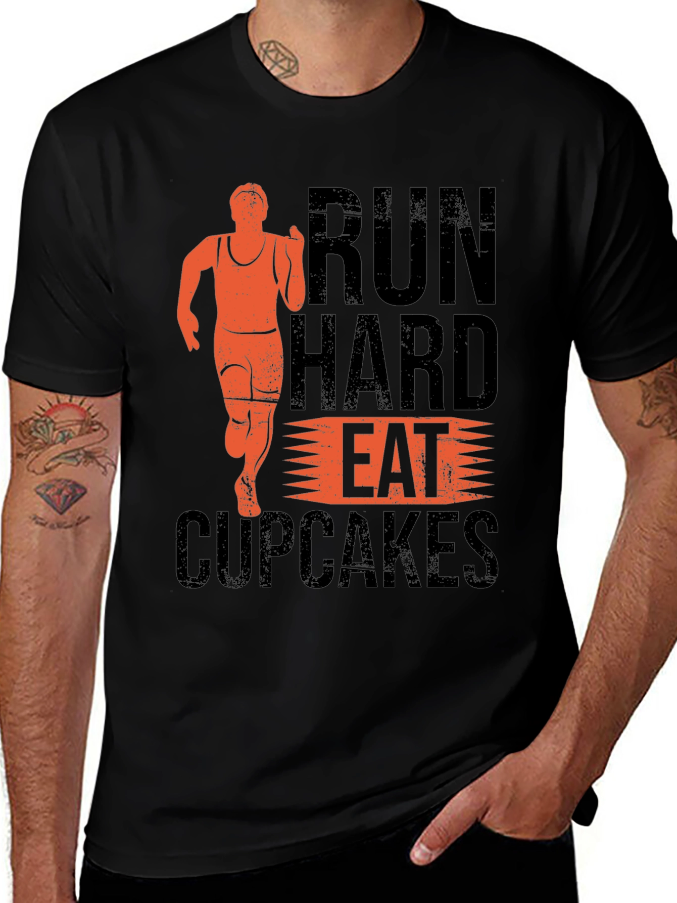 Run Hard Eat Cupcakes Graphic T-Shirt