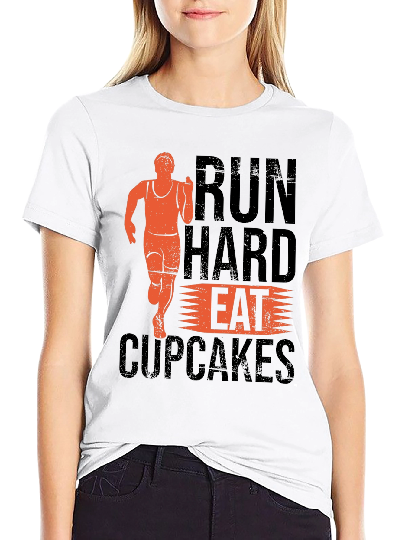 Run Hard Eat Cupcakes Graphic T-Shirt