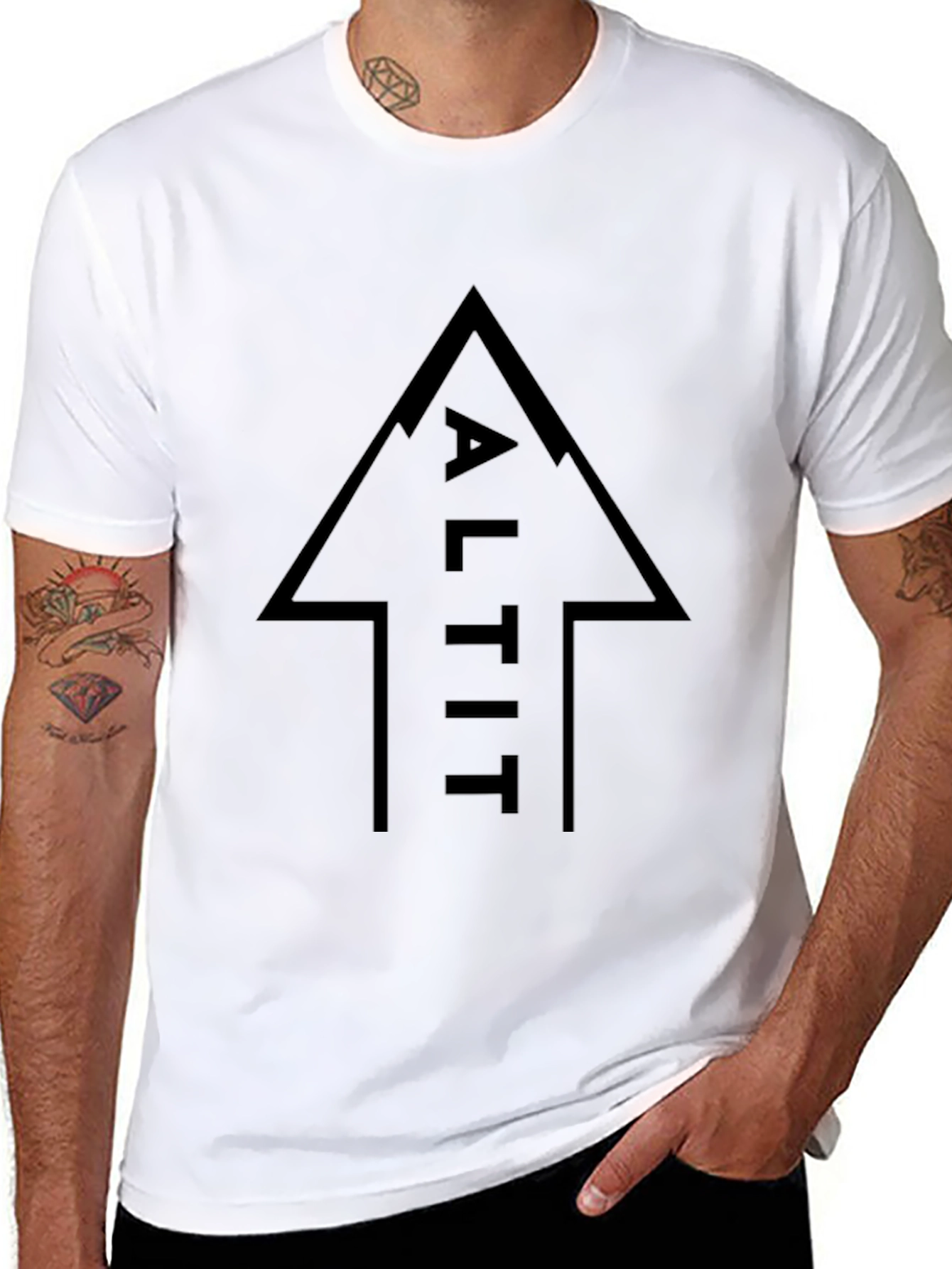 ALTIT Arrow Black Graphic Tee - Mens Fashion