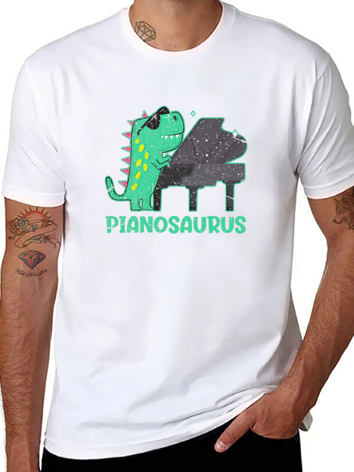 Pianosaurus T-Shirt - Cool Dinosaur Playing Piano