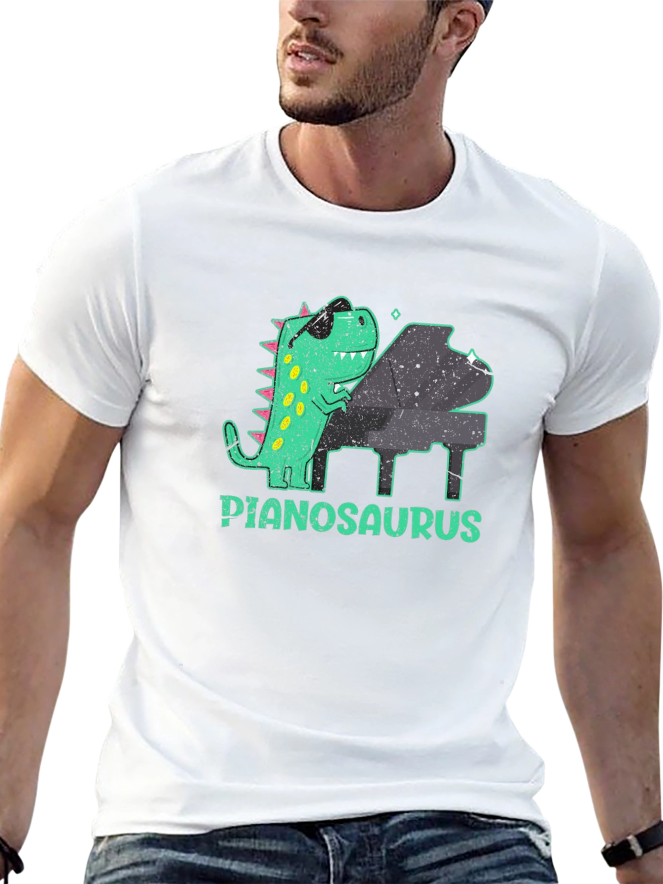 Pianosaurus T-Shirt - Cool Dinosaur Playing Piano