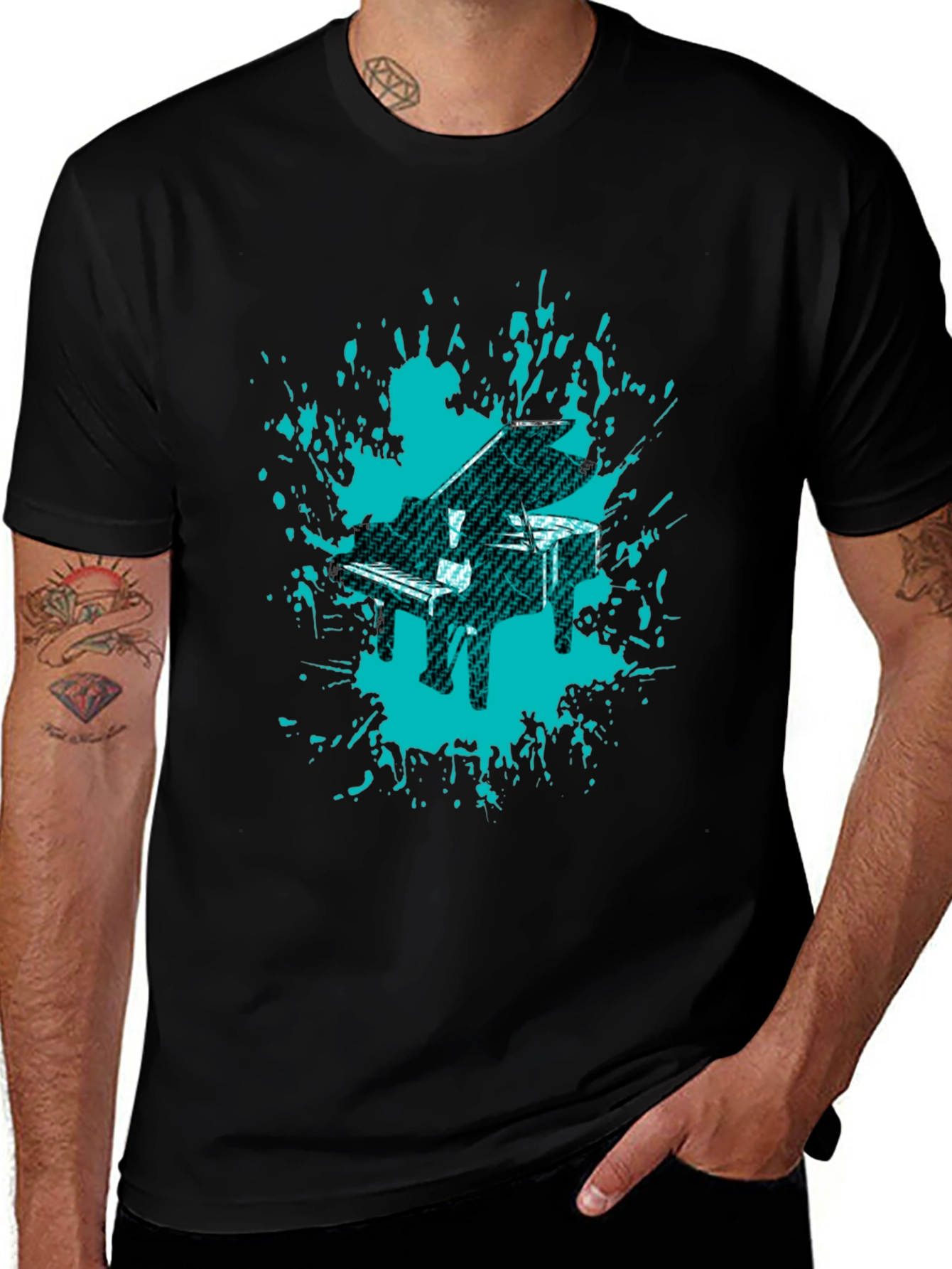 Piano Splash Graphic Tee - Cool Music Lovers Shirt