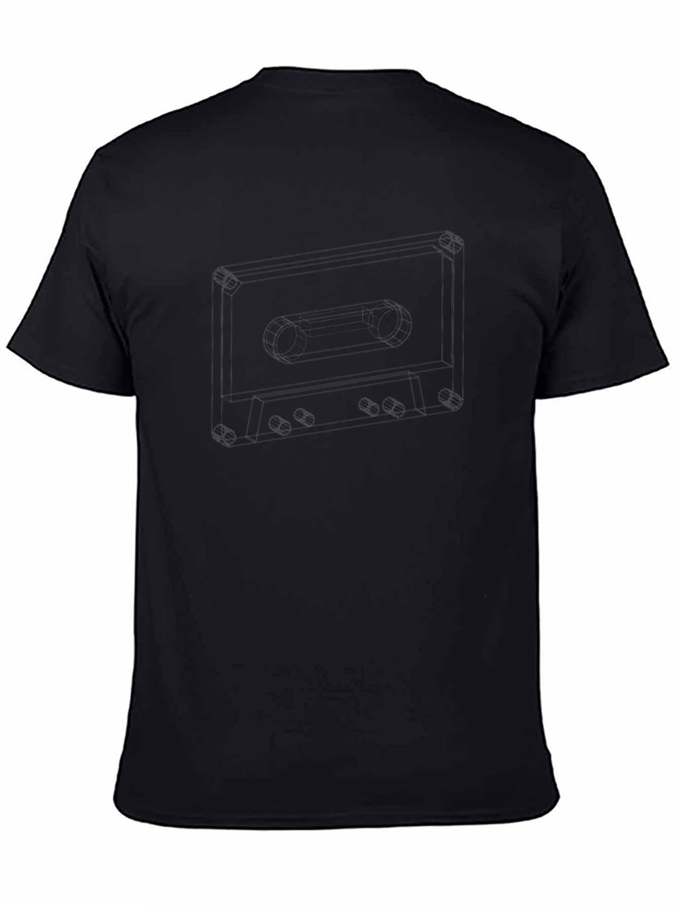 Mens Black T-Shirt with Cassette Tape Design