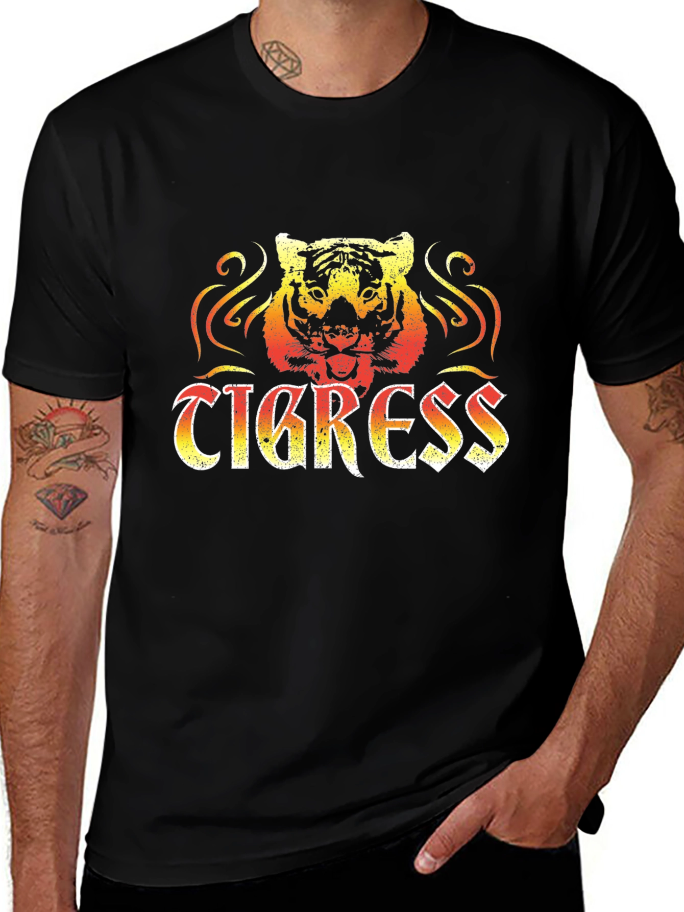 Tigress Graphic Print Mens Black T-Shirt