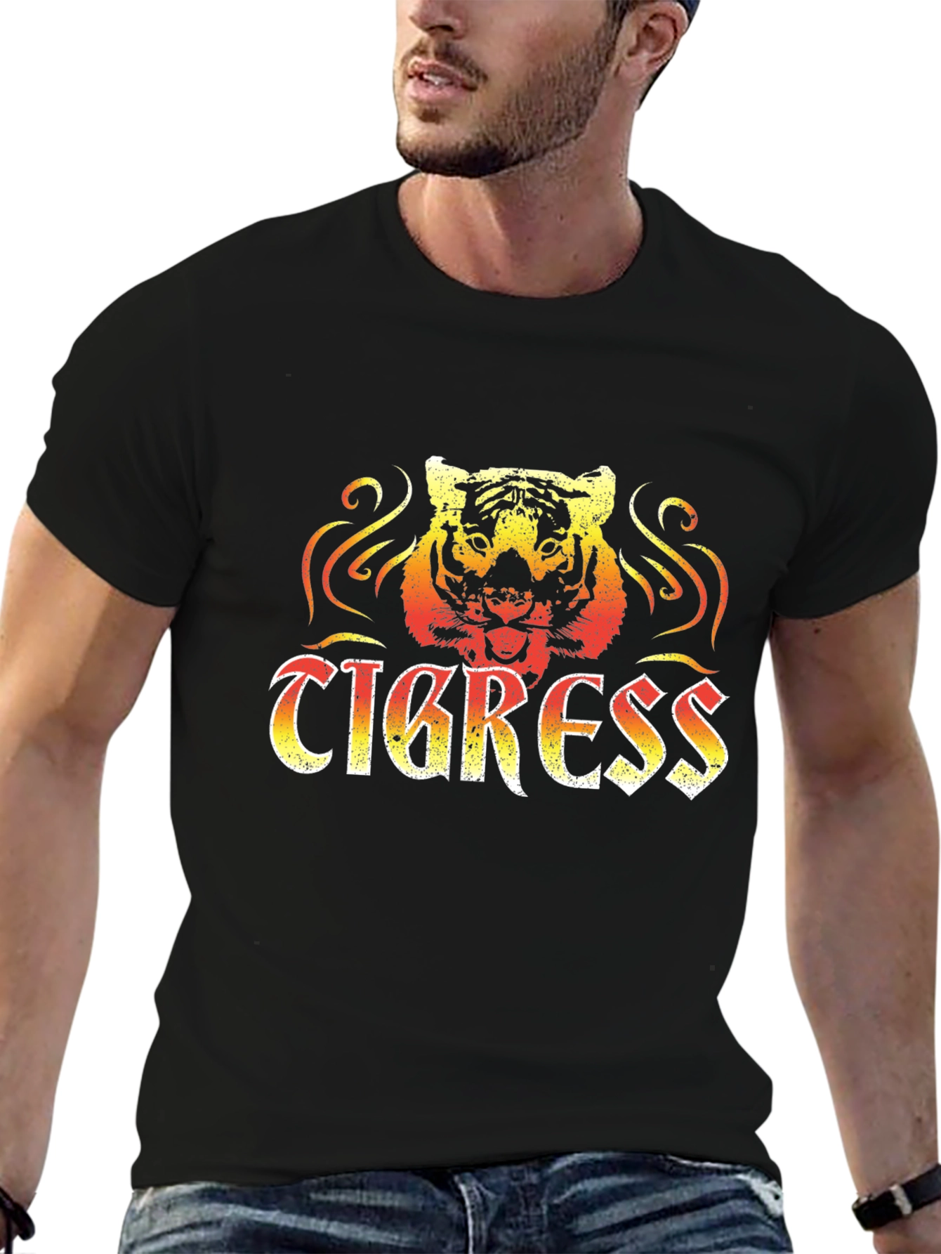 Tigress Graphic Print Mens Black T-Shirt