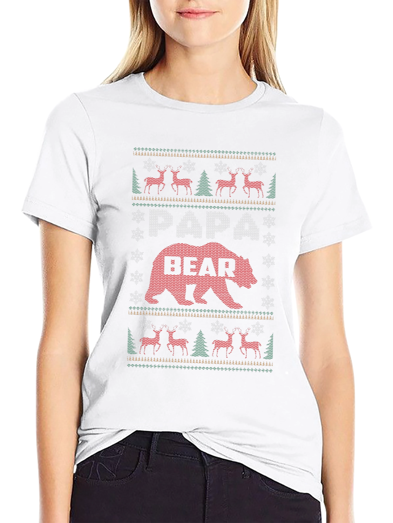 Papa Bear Christmas Knit T-Shirt