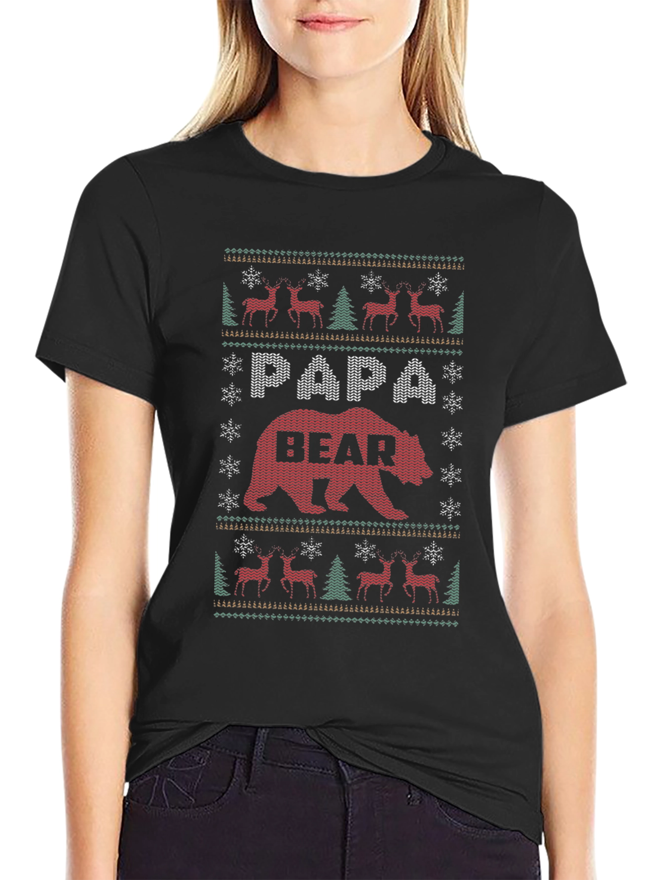 Papa Bear Christmas Knit T-Shirt