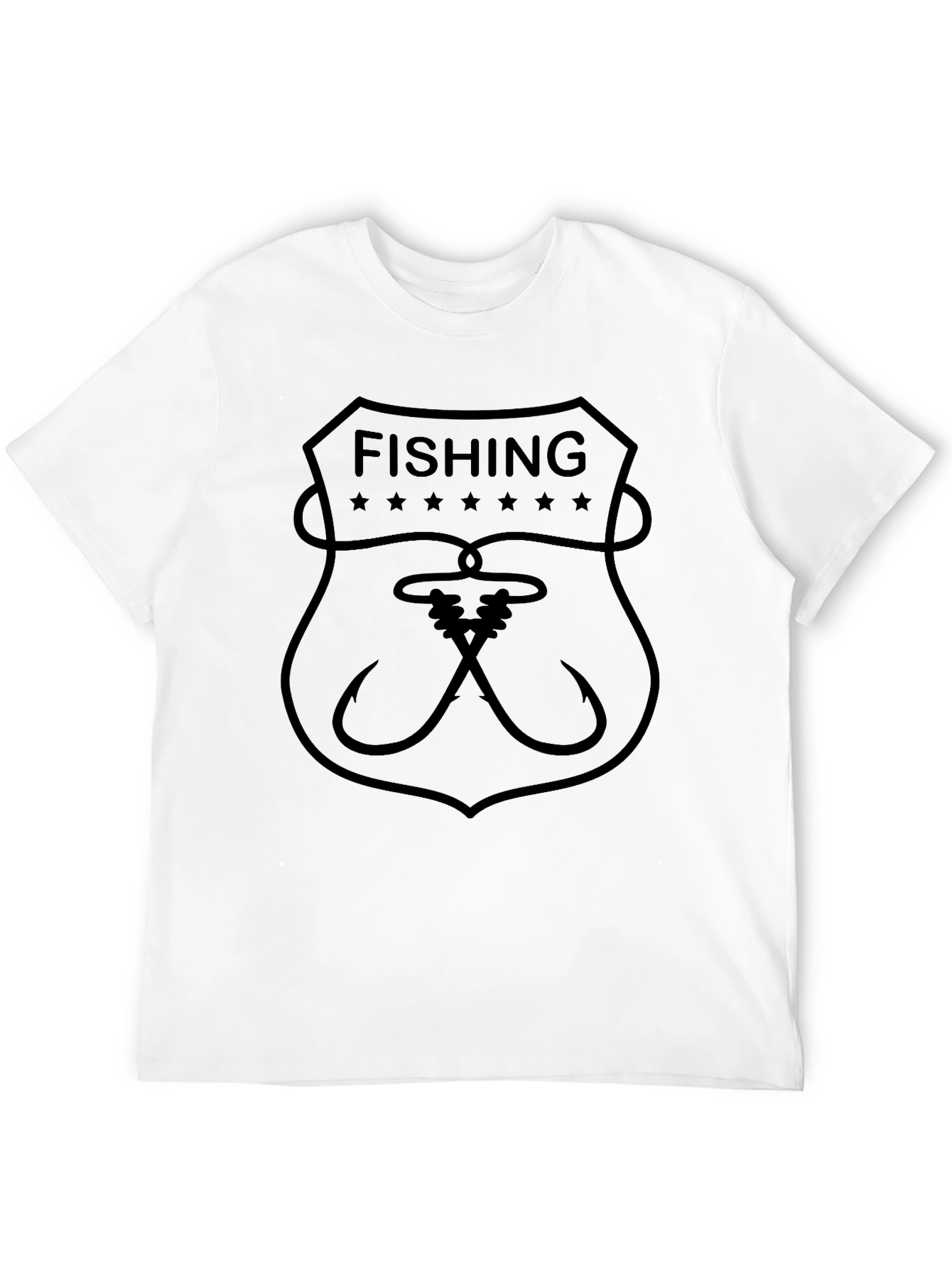 Fishing Graphic Tee - Black Crew Neck