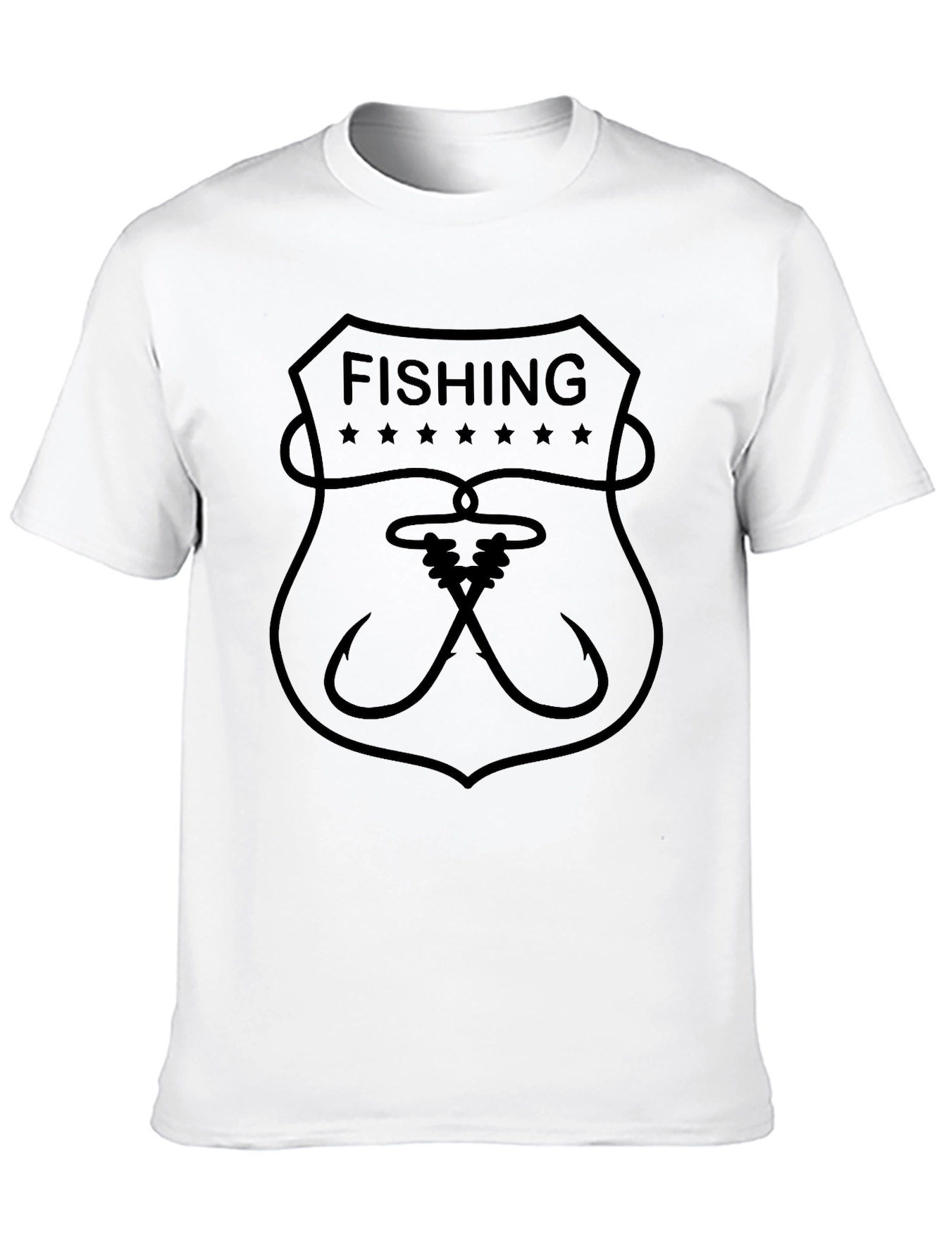 Fishing Graphic Tee - Black Crew Neck