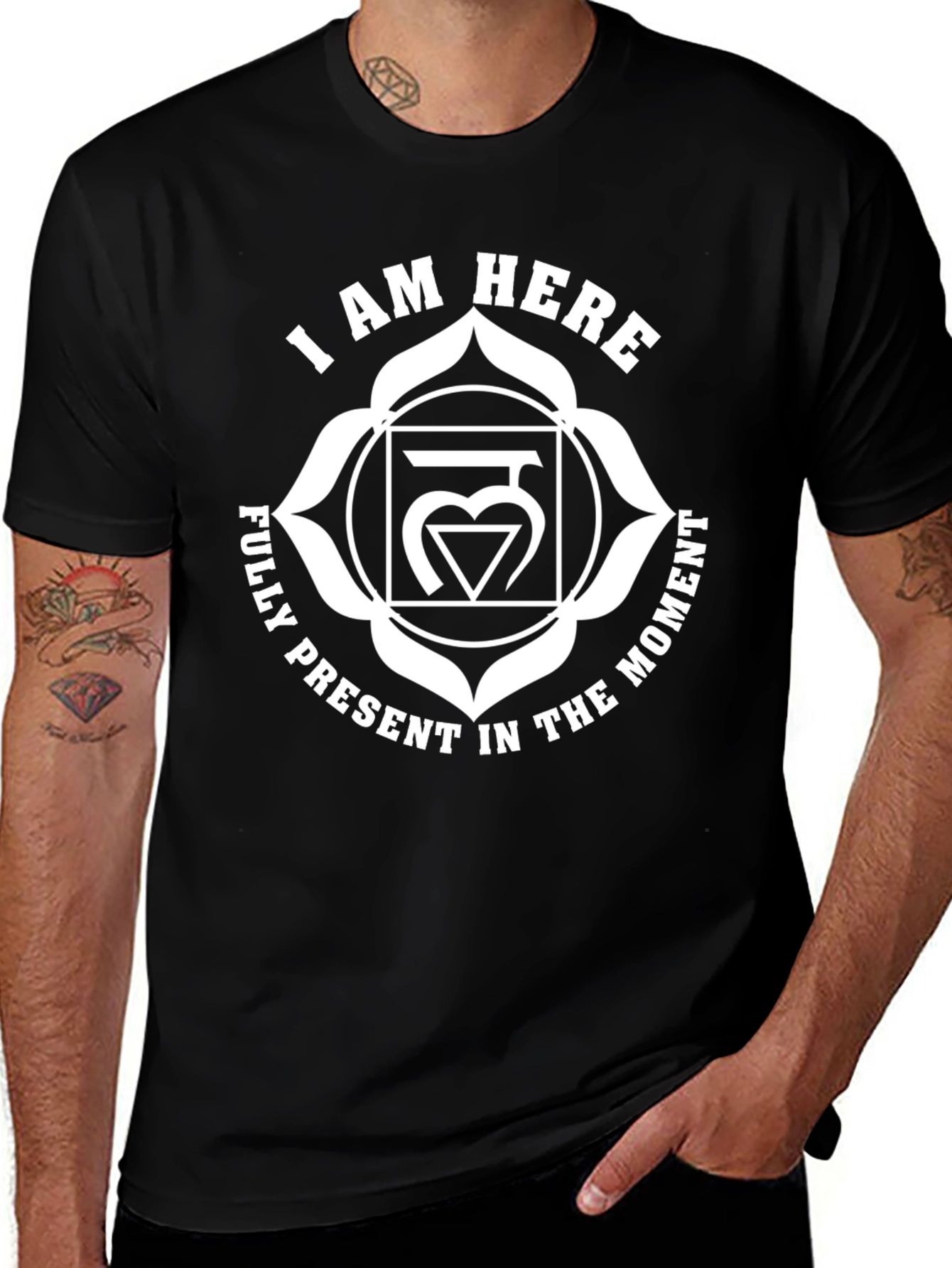 I AM HERE Graphic T-Shirt Black Cotton Blend