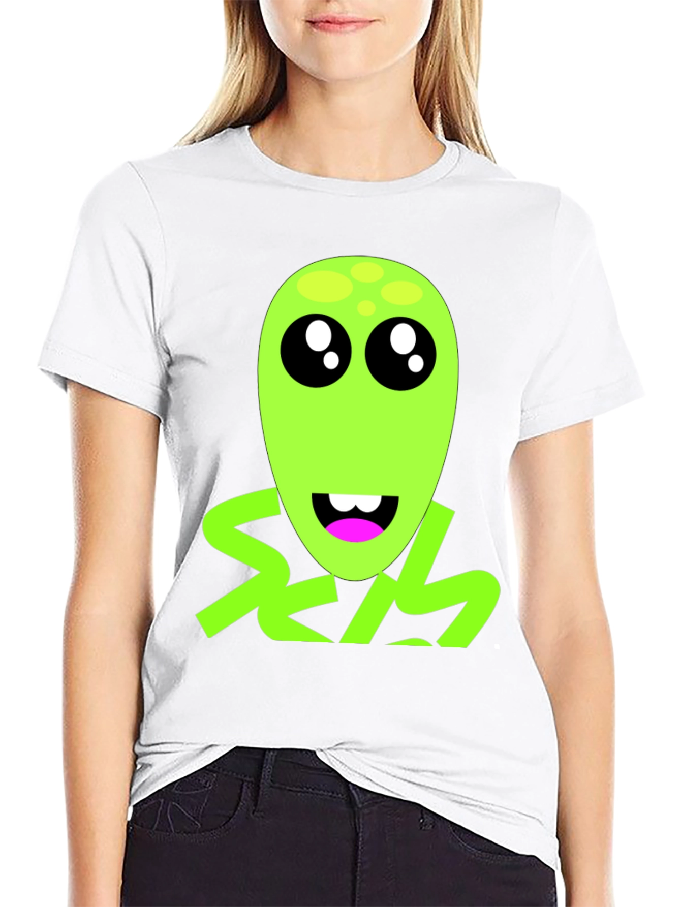 Funny Alien Graphic T-Shirt - Black Crew Neck