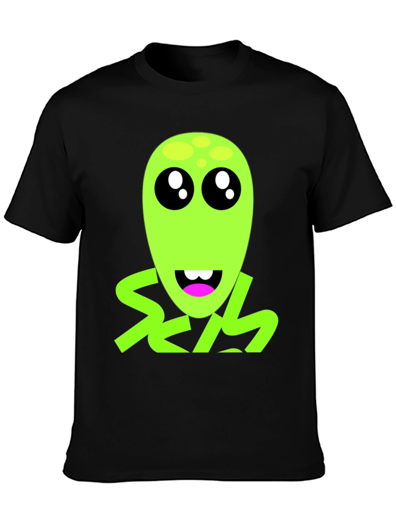 Funny Alien Graphic T-Shirt - Black Crew Neck