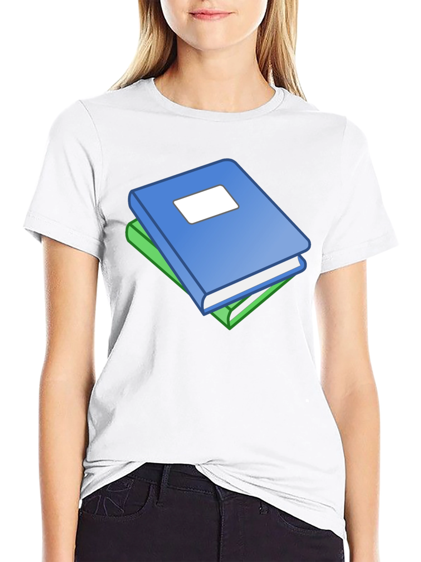 Book Stack Graphic T-Shirt - Black Cotton Tee