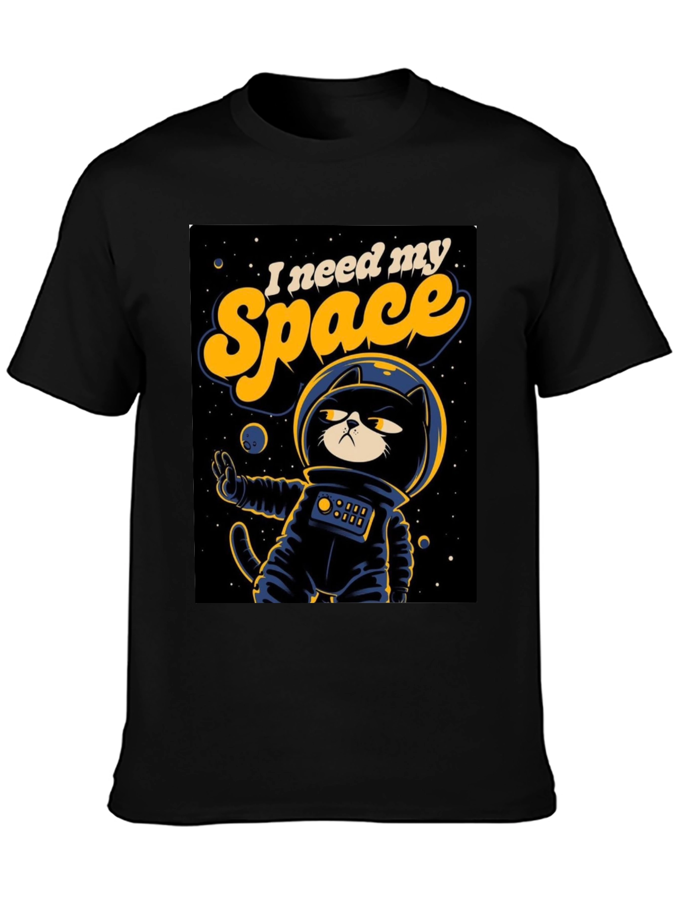 I Need My Space Cat Astronaut Graphic T-Shirt