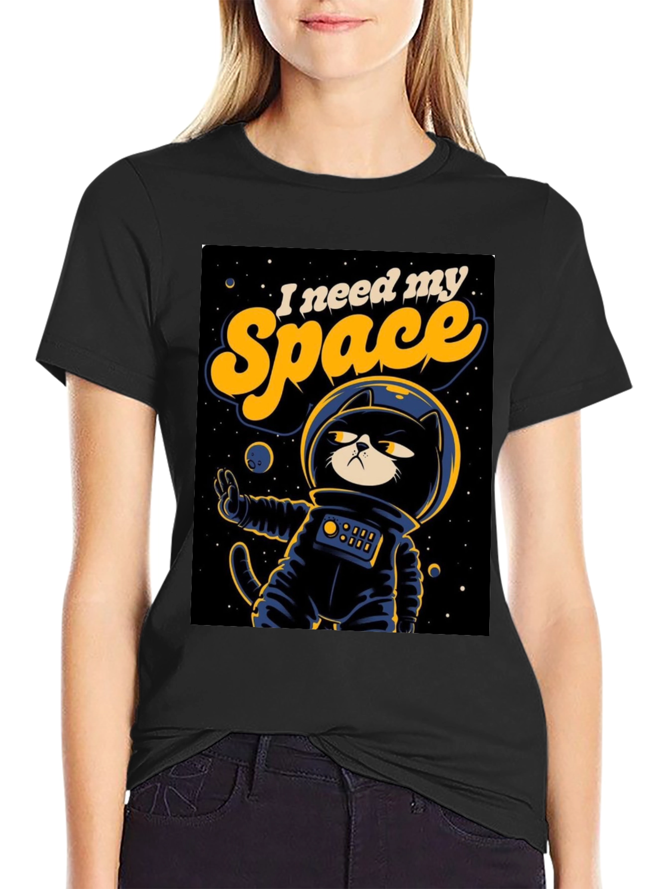 I Need My Space Cat Astronaut Graphic T-Shirt