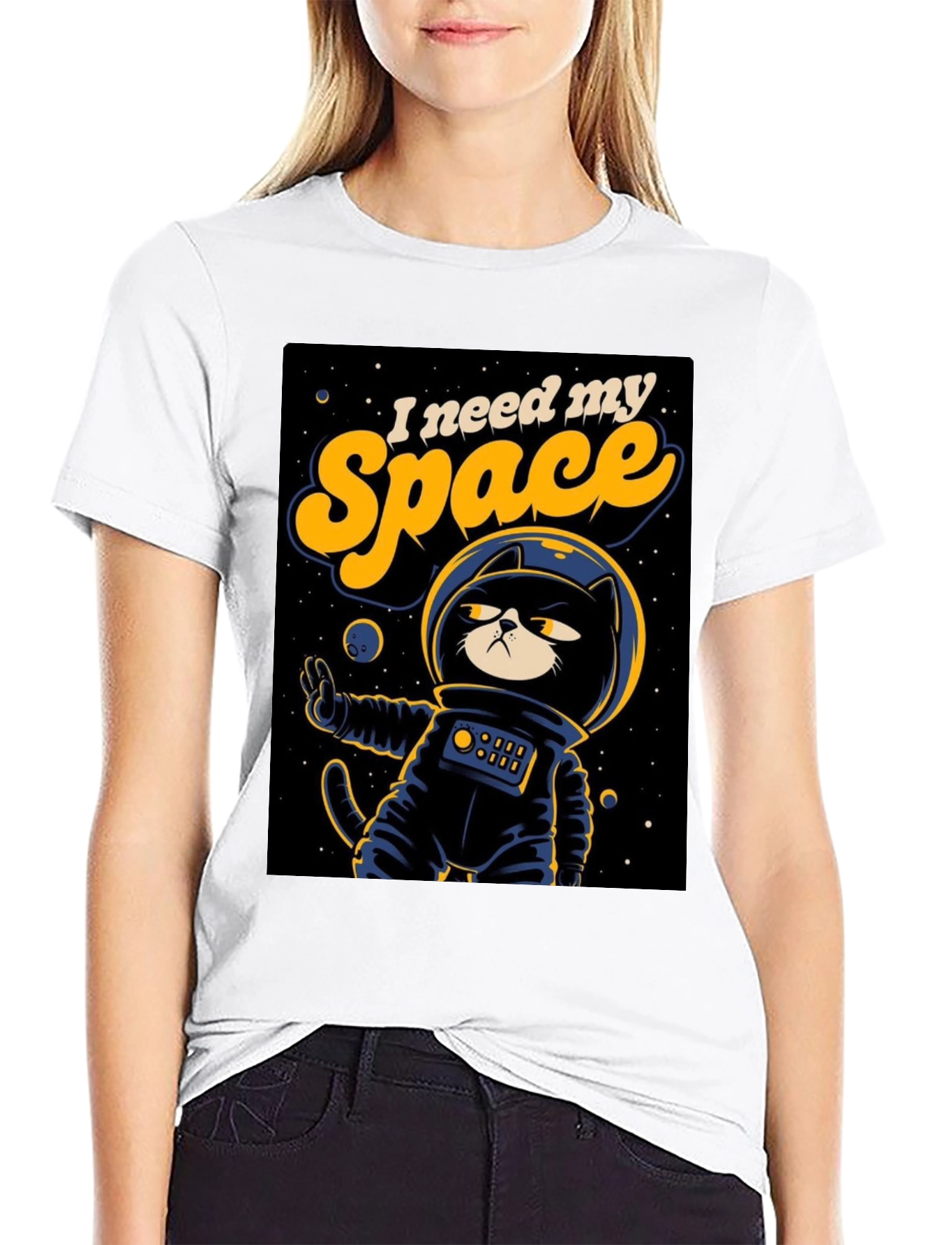 I Need My Space Cat Astronaut Graphic T-Shirt