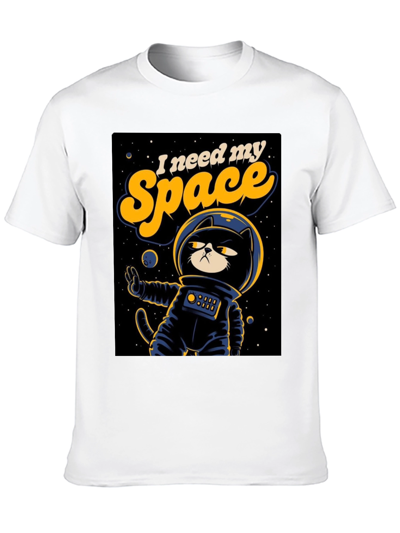 I Need My Space Cat Astronaut Graphic T-Shirt