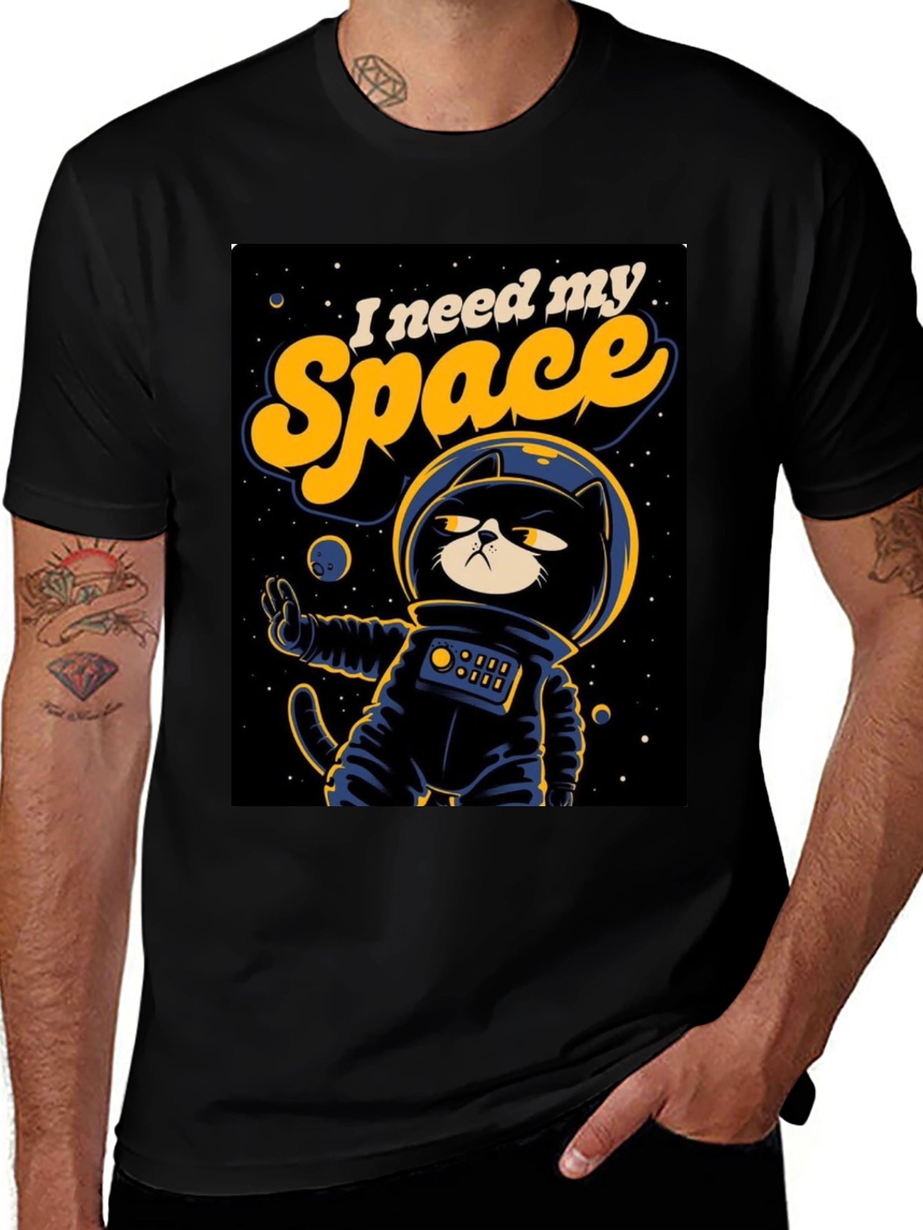 I Need My Space Cat Astronaut Graphic T-Shirt