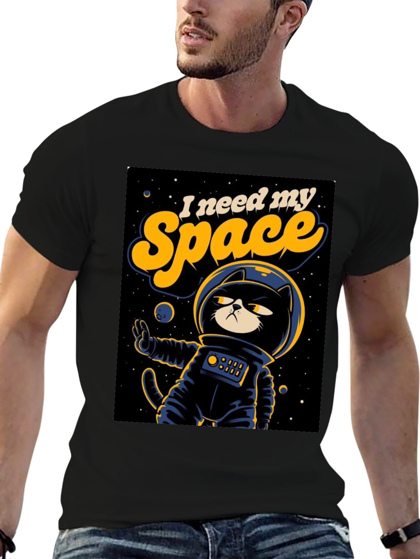 I Need My Space Cat Astronaut Graphic T-Shirt