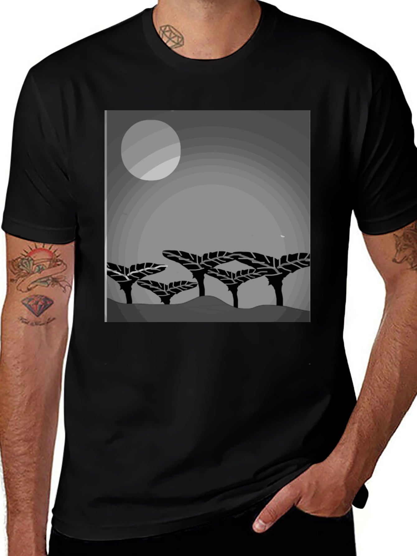 Mens Graphic Print Crew Neck T-Shirt