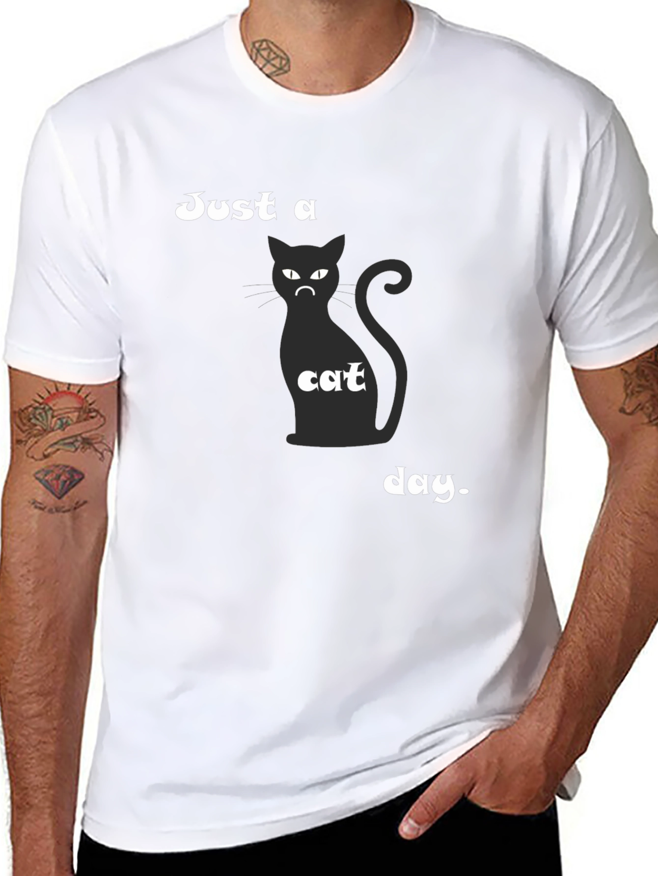 Just a Cat Day T-Shirt - Mens Black Tee