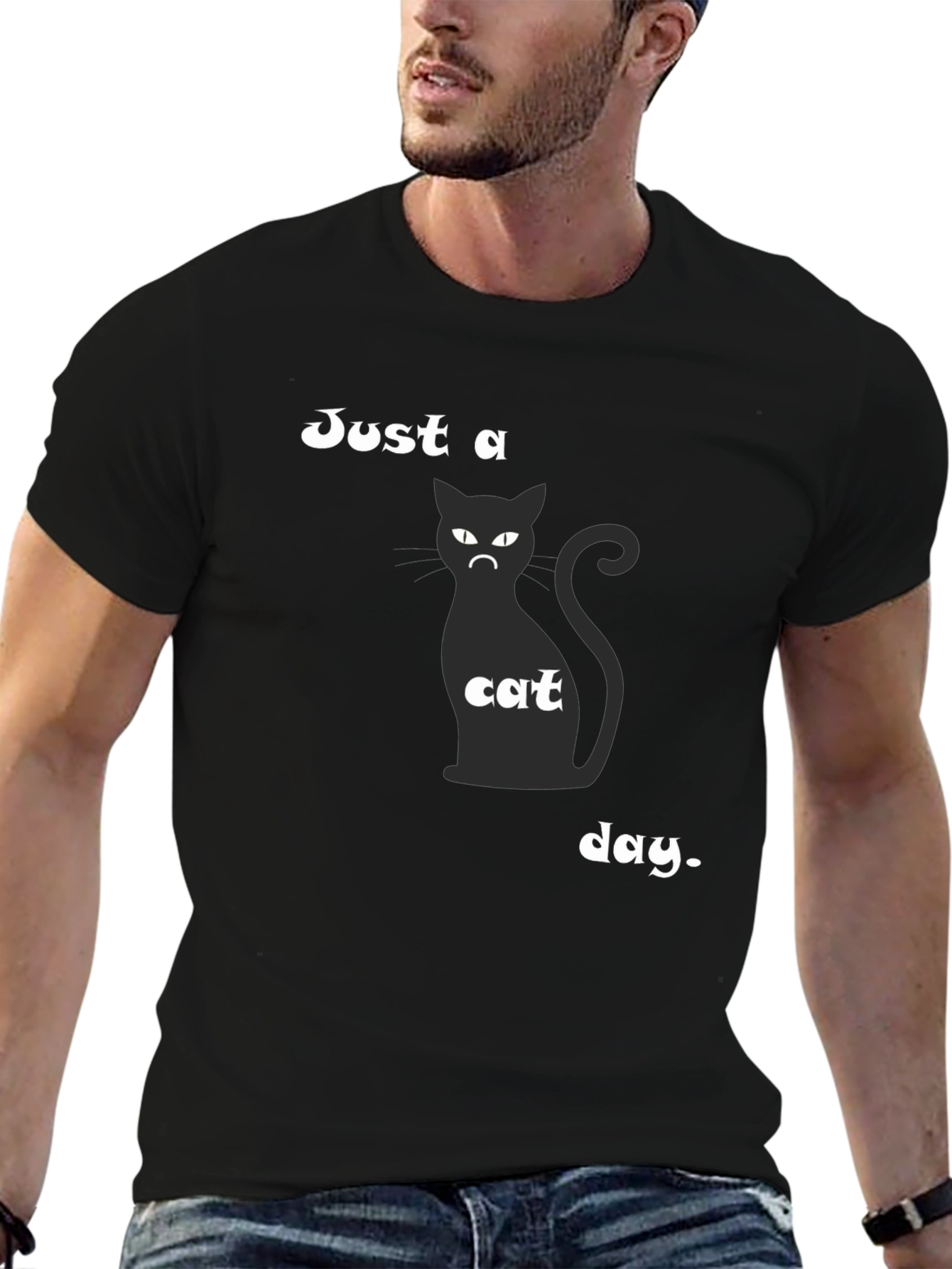 Just a Cat Day T-Shirt - Mens Black Tee