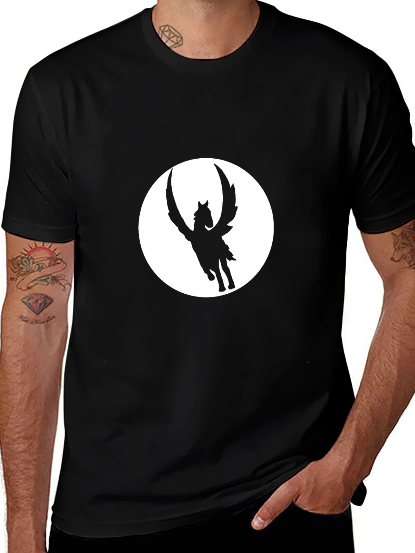 Black Pegasus Graphic Tee - Mens Fashion