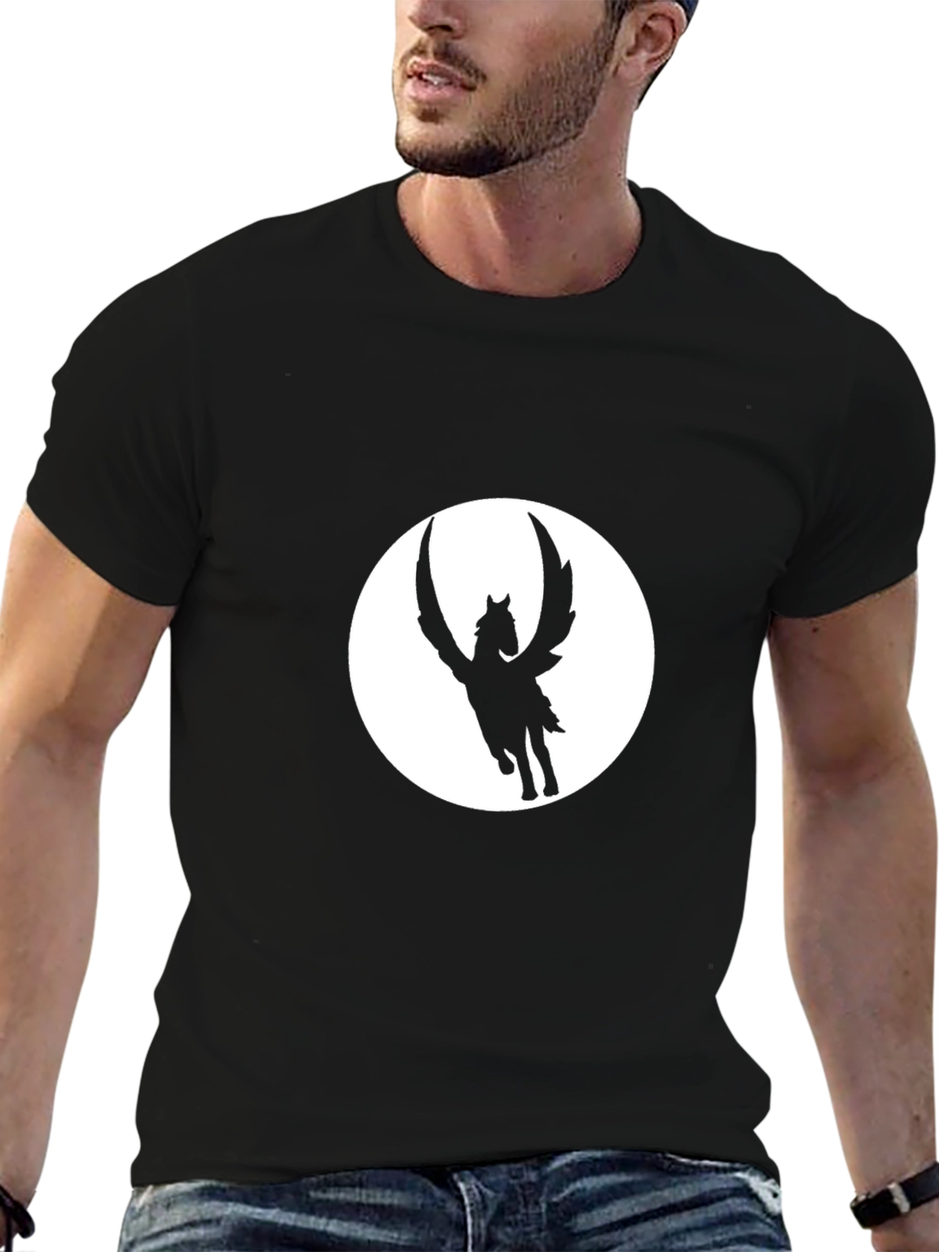 Black Pegasus Graphic Tee - Mens Fashion