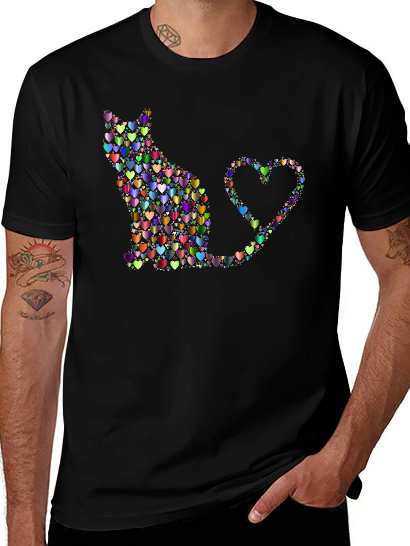 Heart Cat Graphic T-Shirt - Unique Design