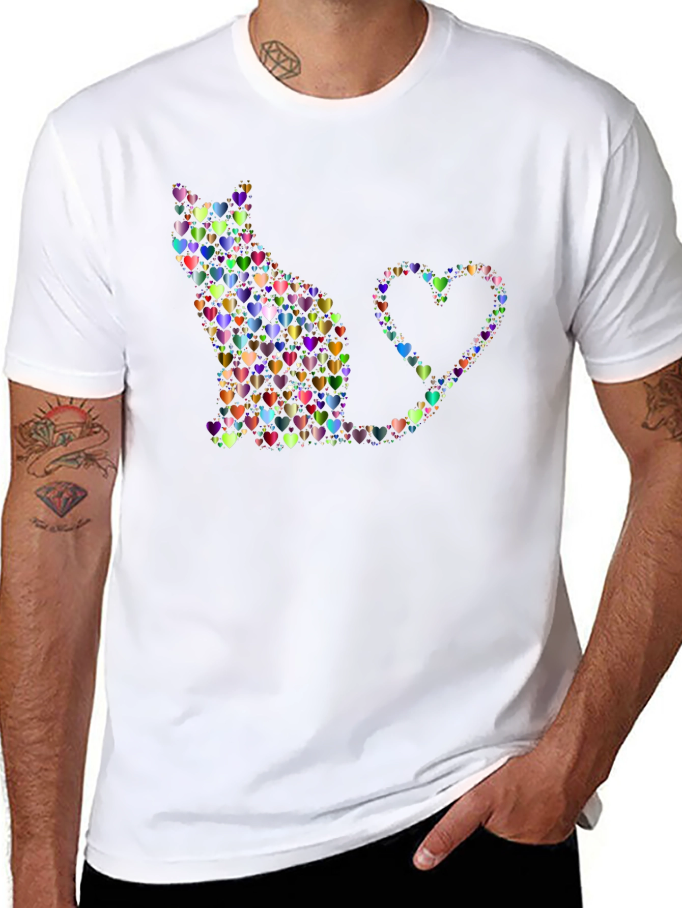 Heart Cat Graphic T-Shirt - Unique Design