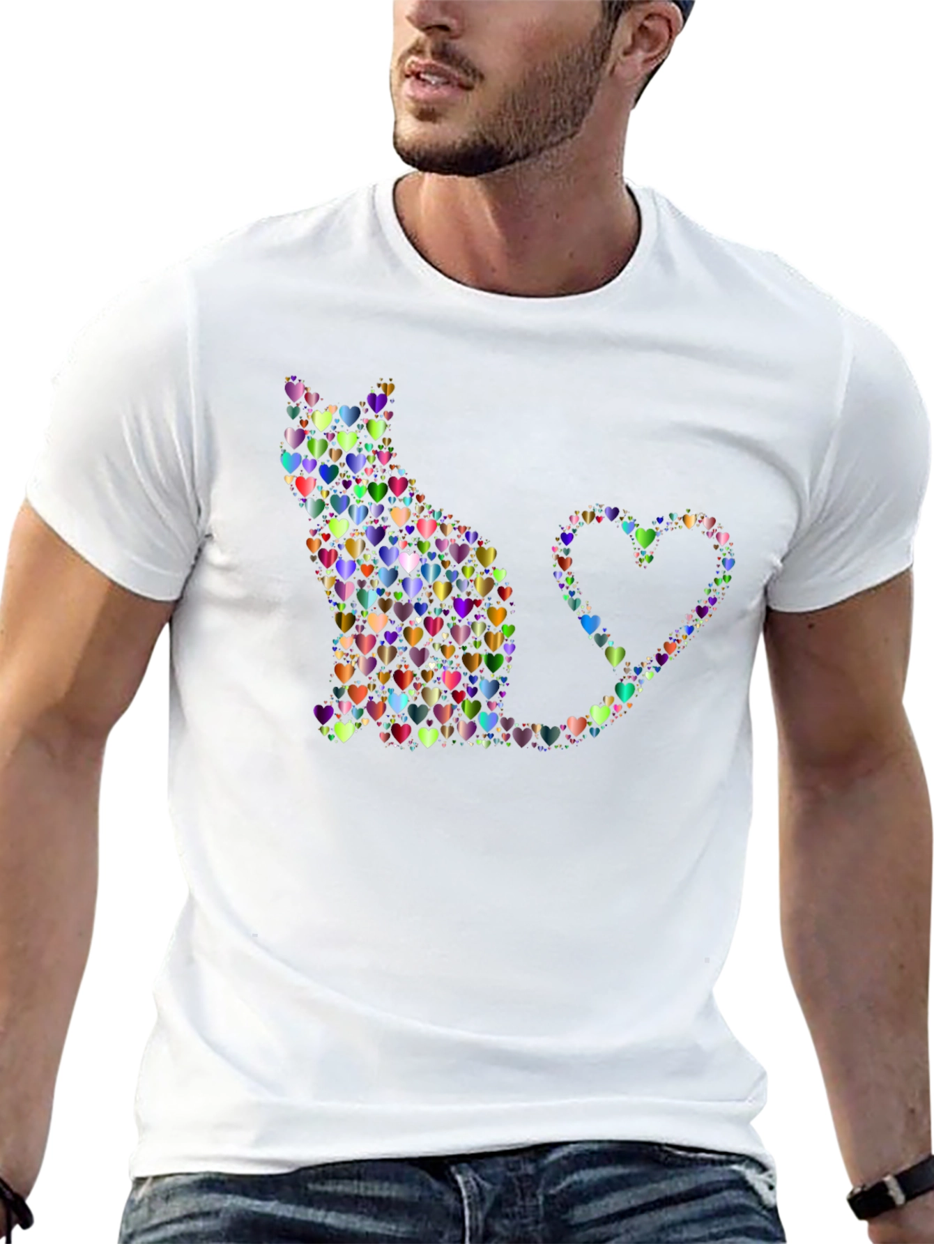 Heart Cat Graphic T-Shirt - Unique Design