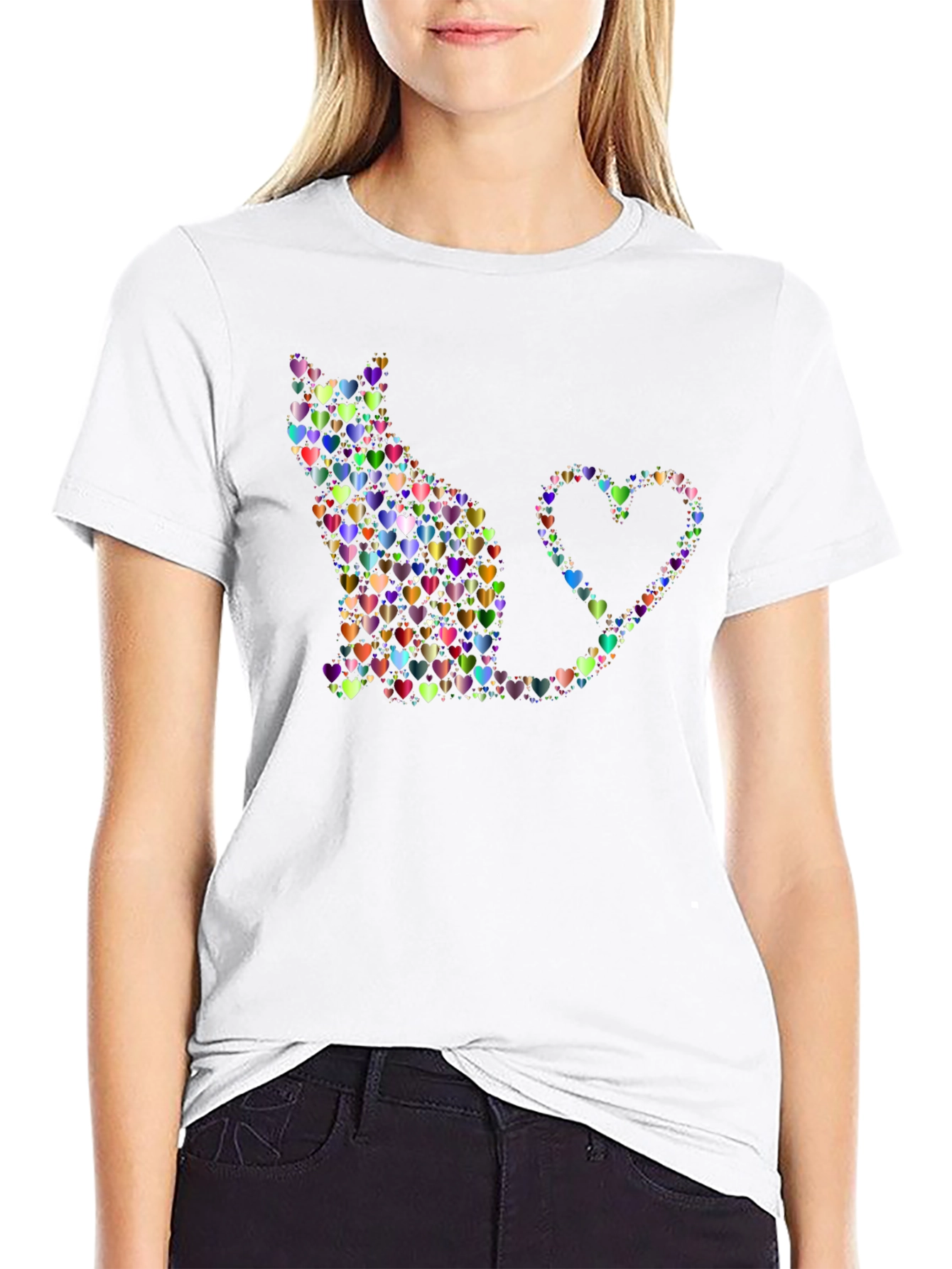 Heart Cat Graphic T-Shirt - Unique Design
