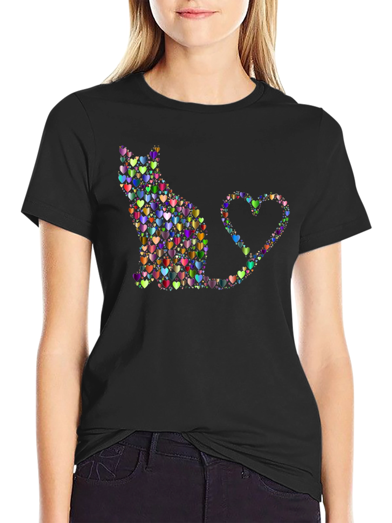 Heart Cat Graphic T-Shirt - Unique Design