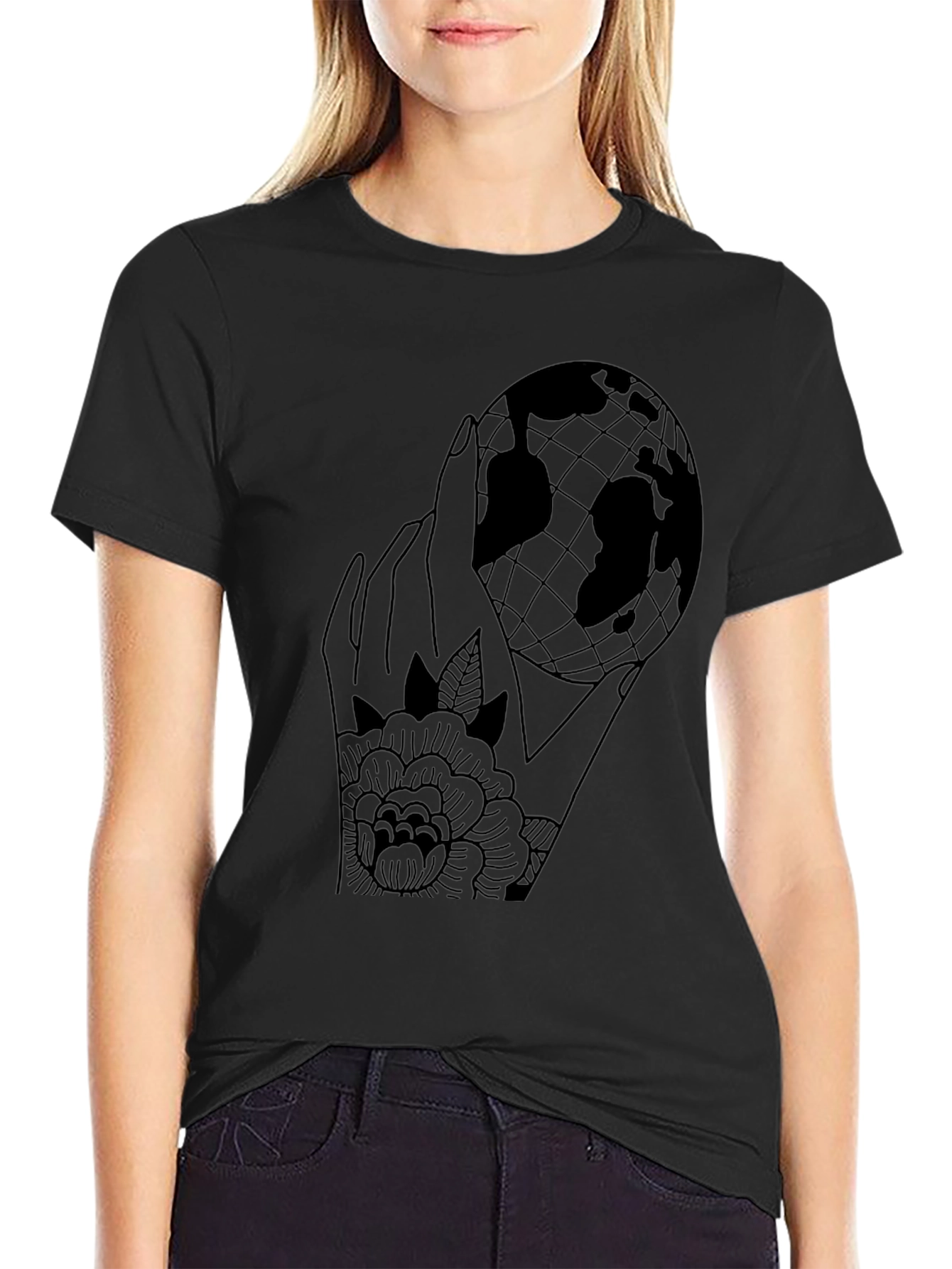 World in Your Hands Graphic Tee - Black