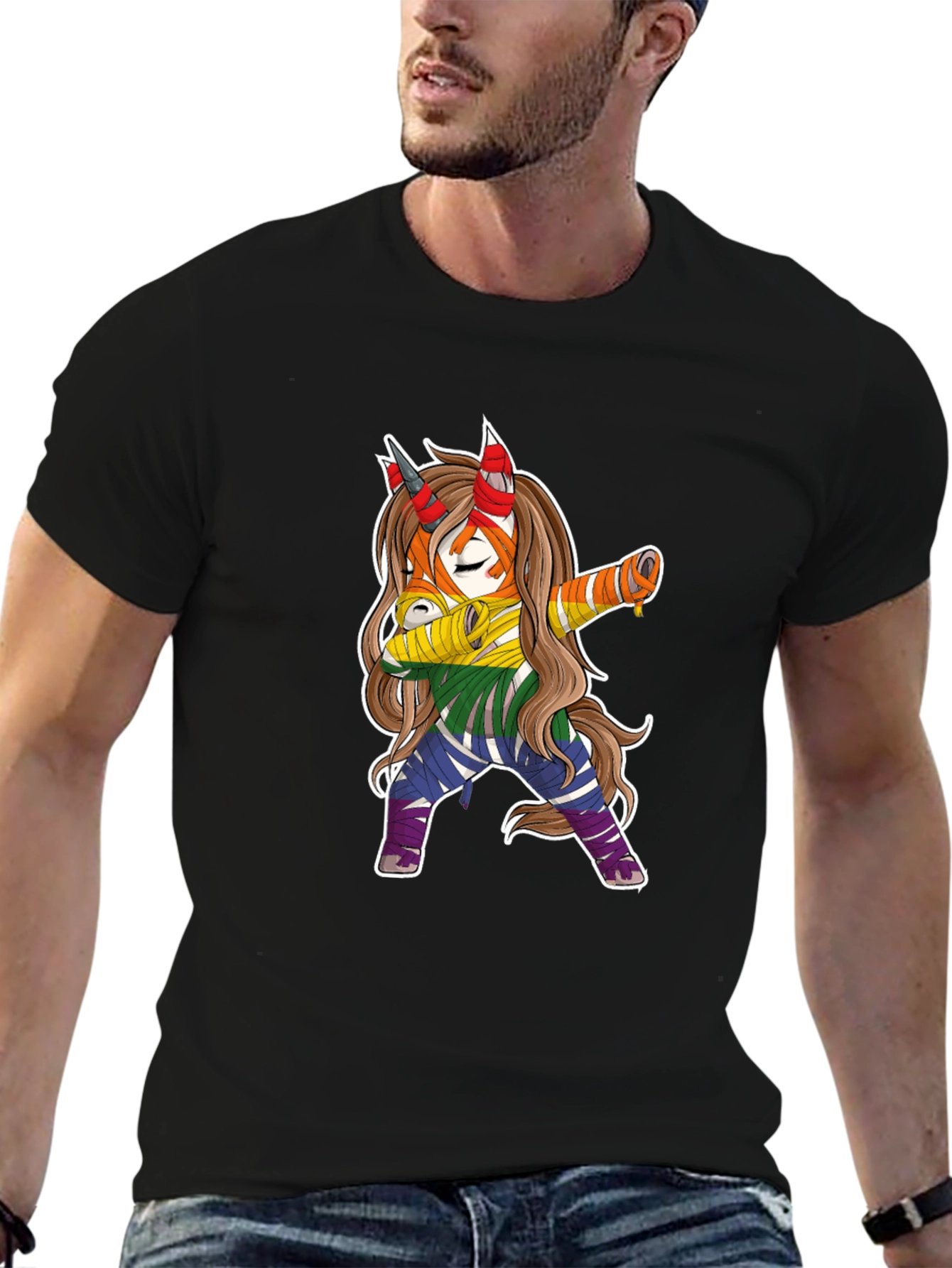 Dabbing Rainbow Unicorn Graphic Tee