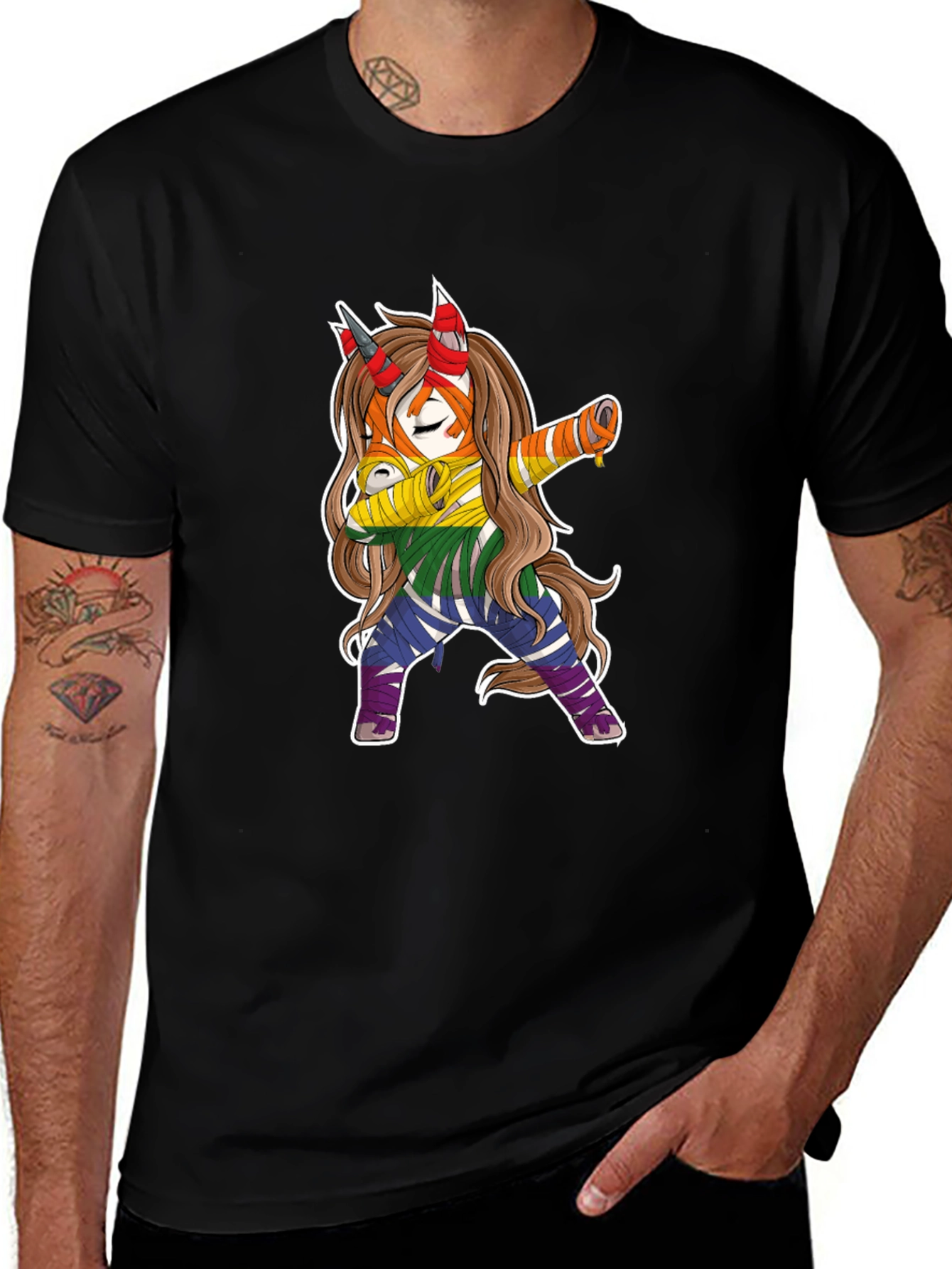 Dabbing Rainbow Unicorn Graphic Tee