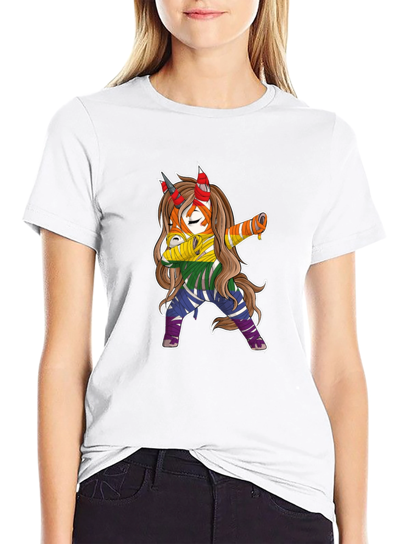 Dabbing Rainbow Unicorn Graphic Tee