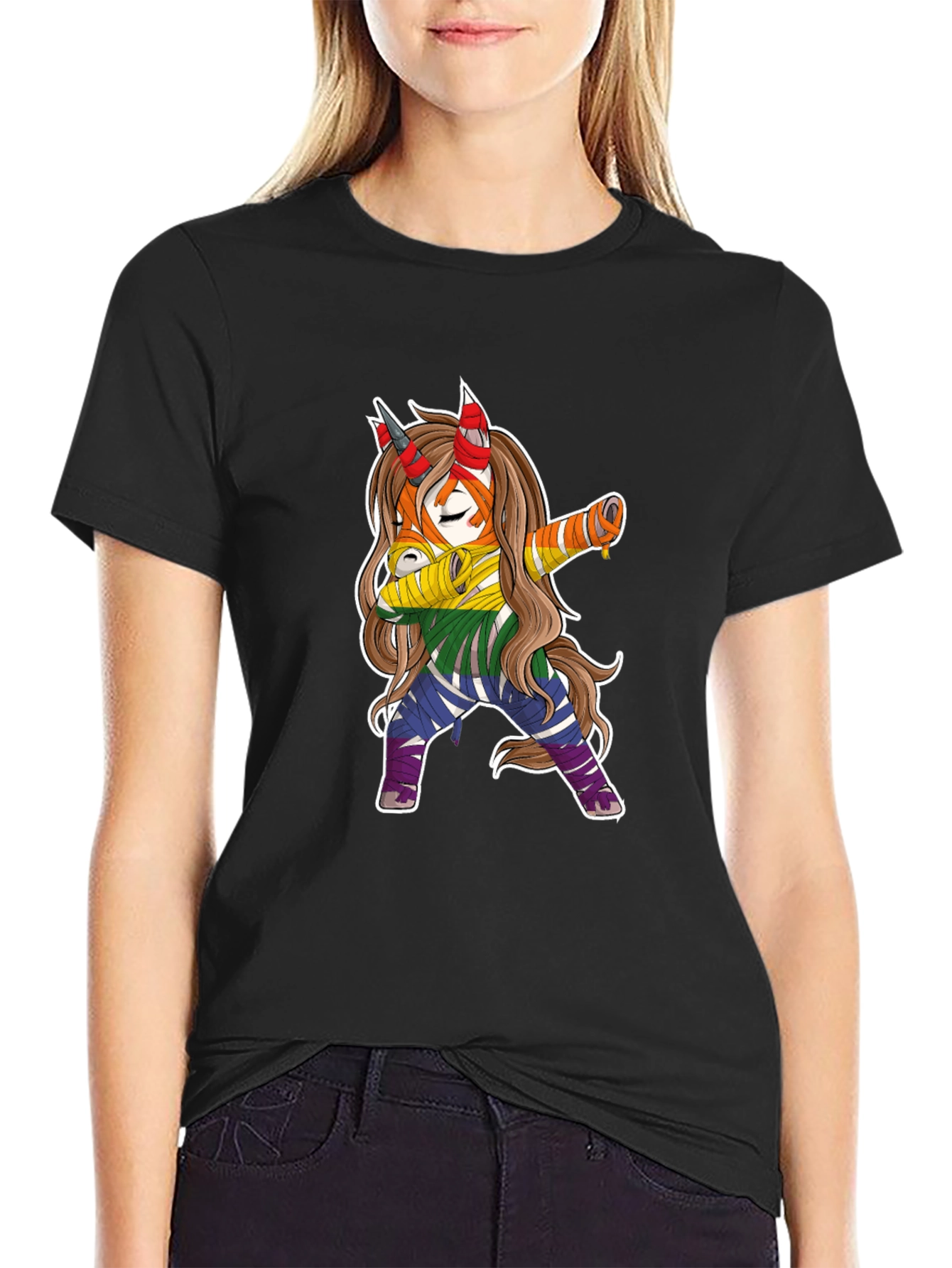 Dabbing Rainbow Unicorn Graphic Tee