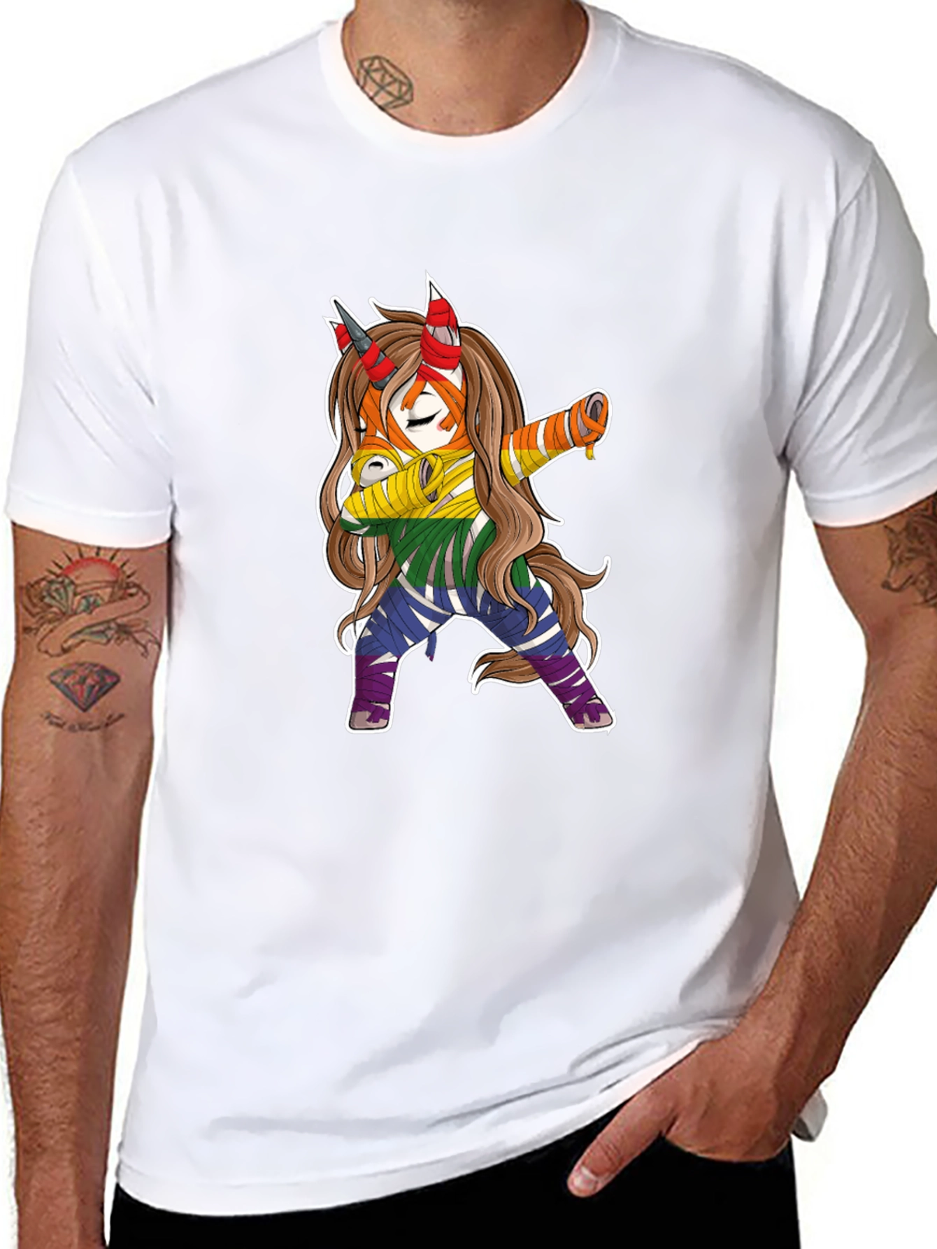 Dabbing Rainbow Unicorn Graphic Tee
