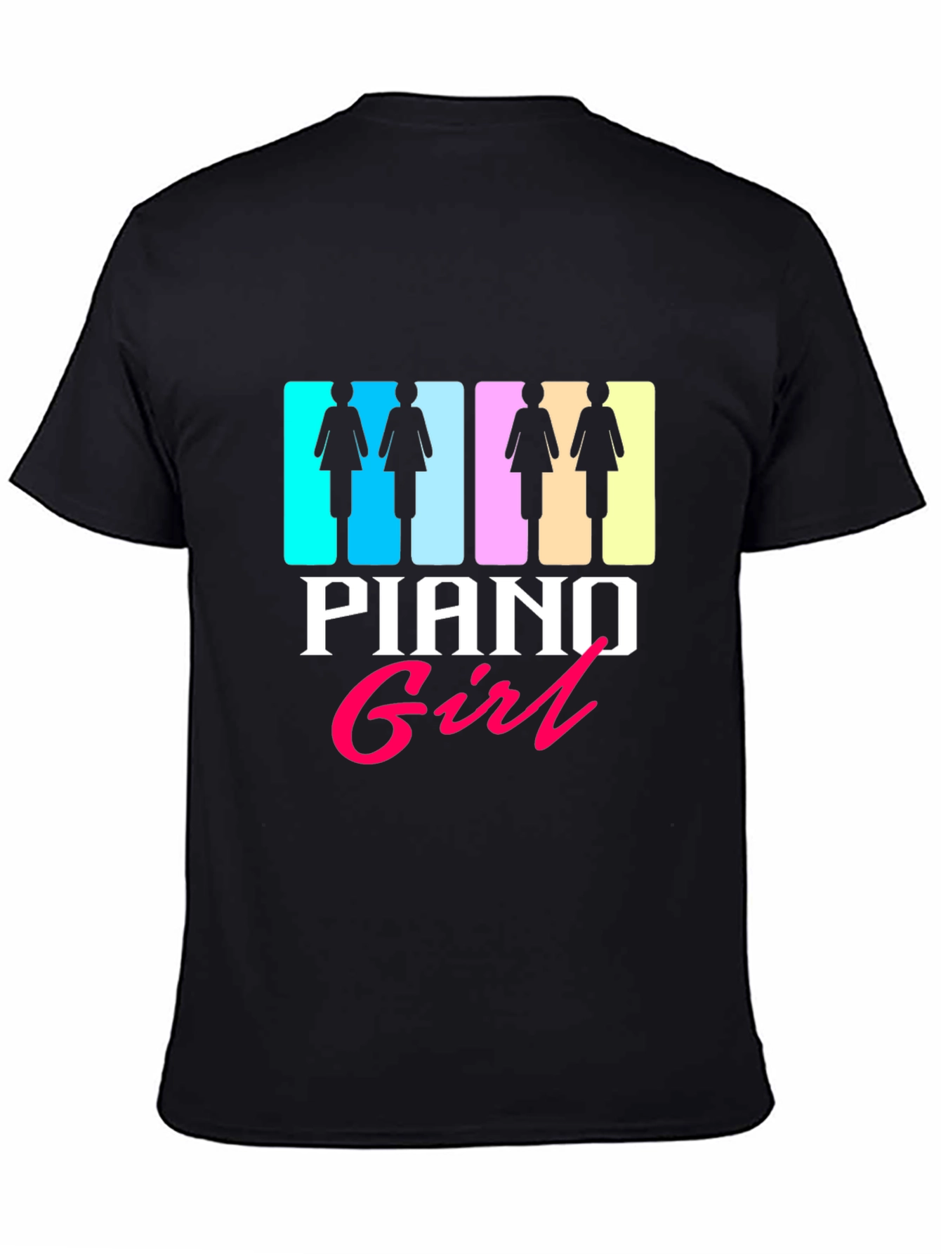 Piano Girl Graphic Tee - Black Unisex T-Shirt