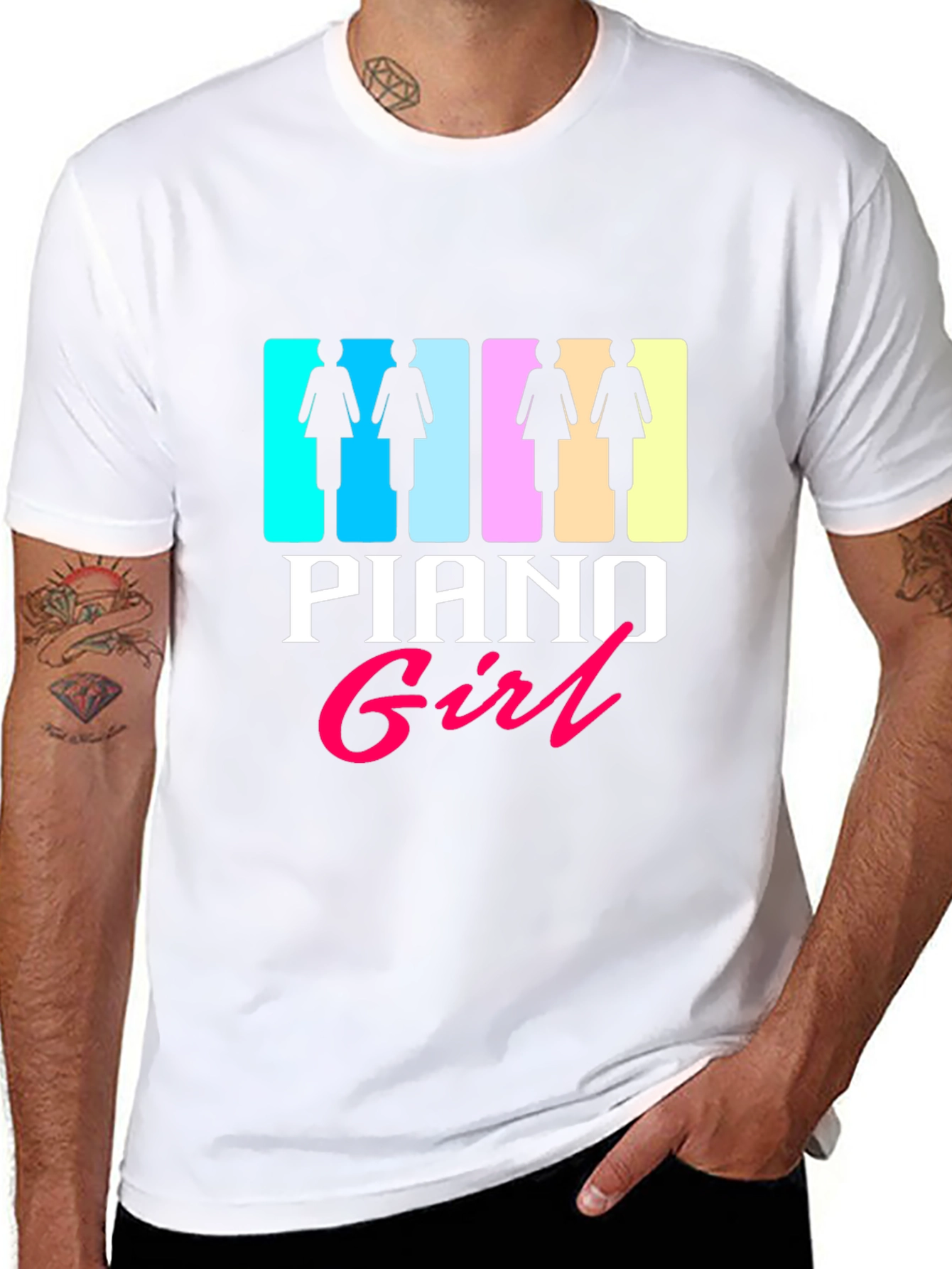 Piano Girl Graphic Tee - Black Unisex T-Shirt