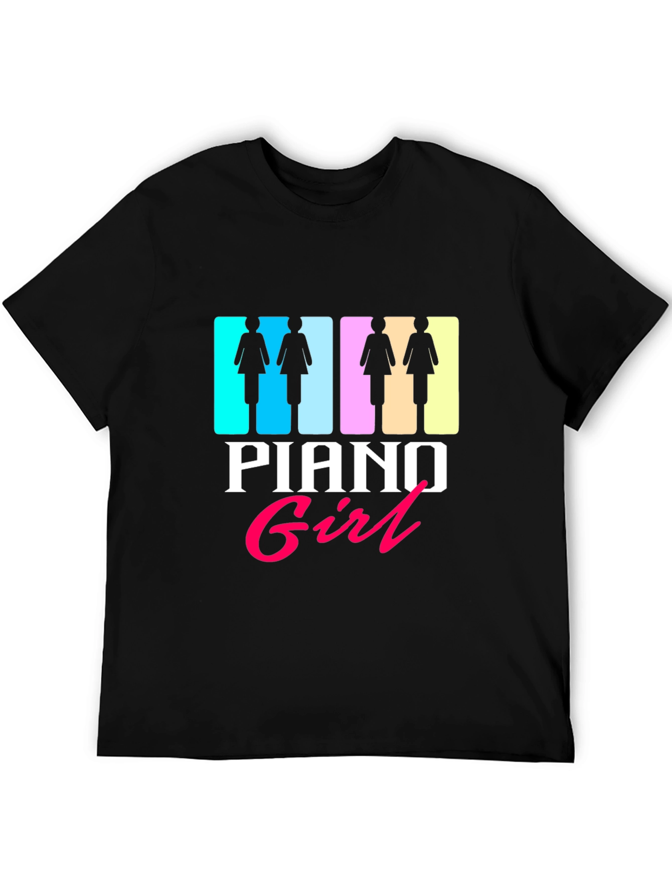 Piano Girl Graphic Tee - Black Unisex T-Shirt