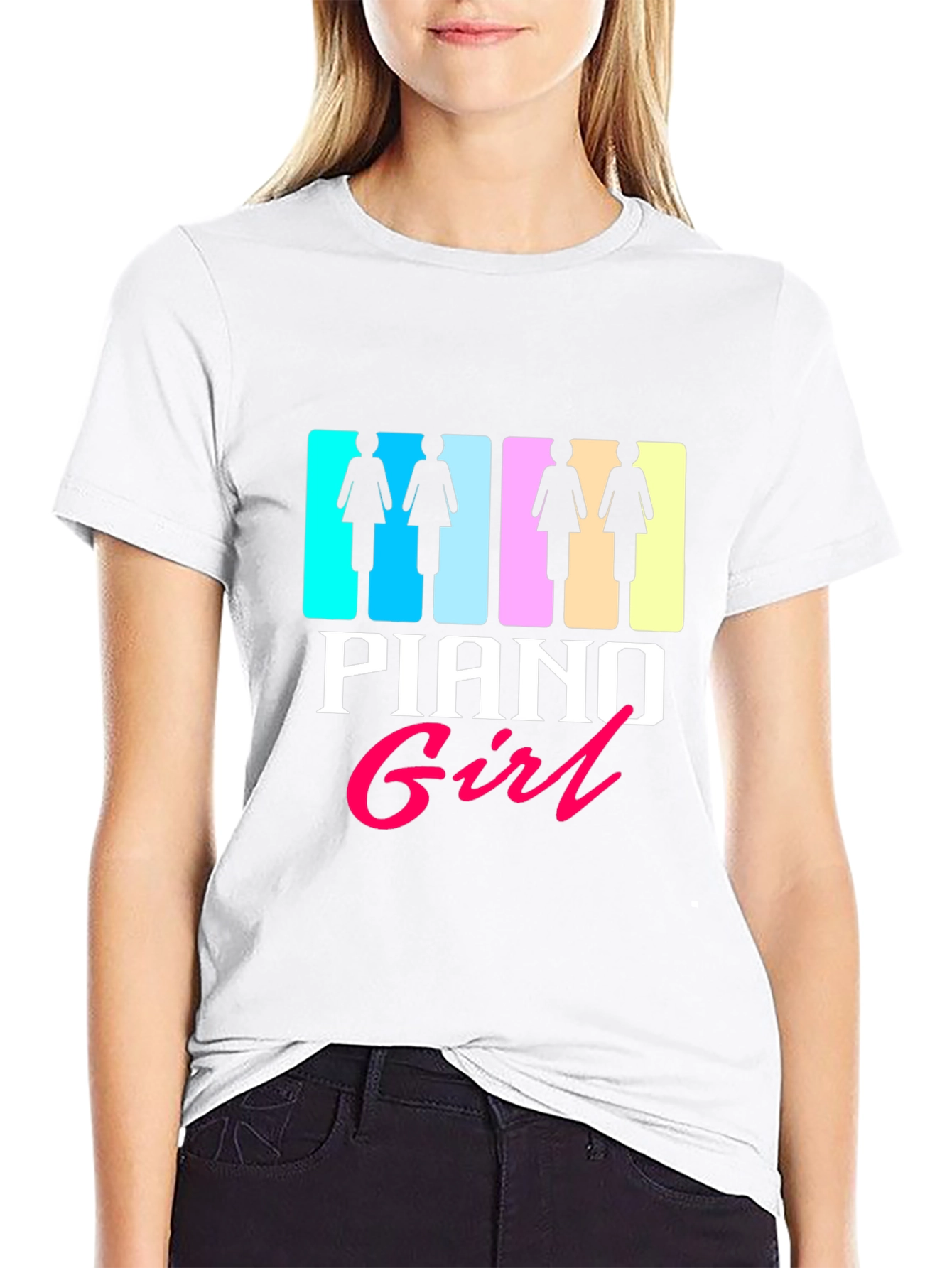 Piano Girl Graphic Tee - Black Unisex T-Shirt