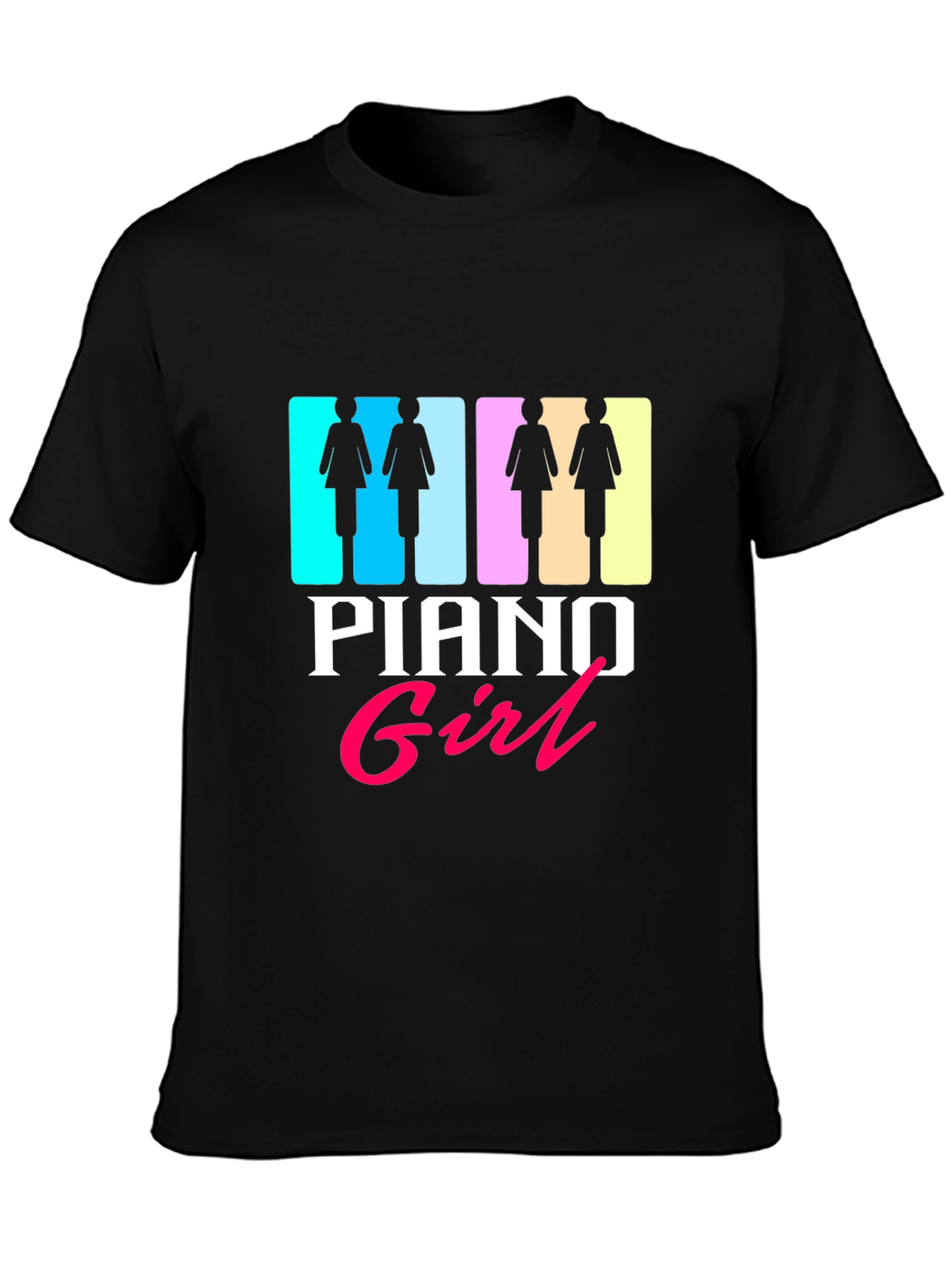Piano Girl Graphic Tee - Black Unisex T-Shirt