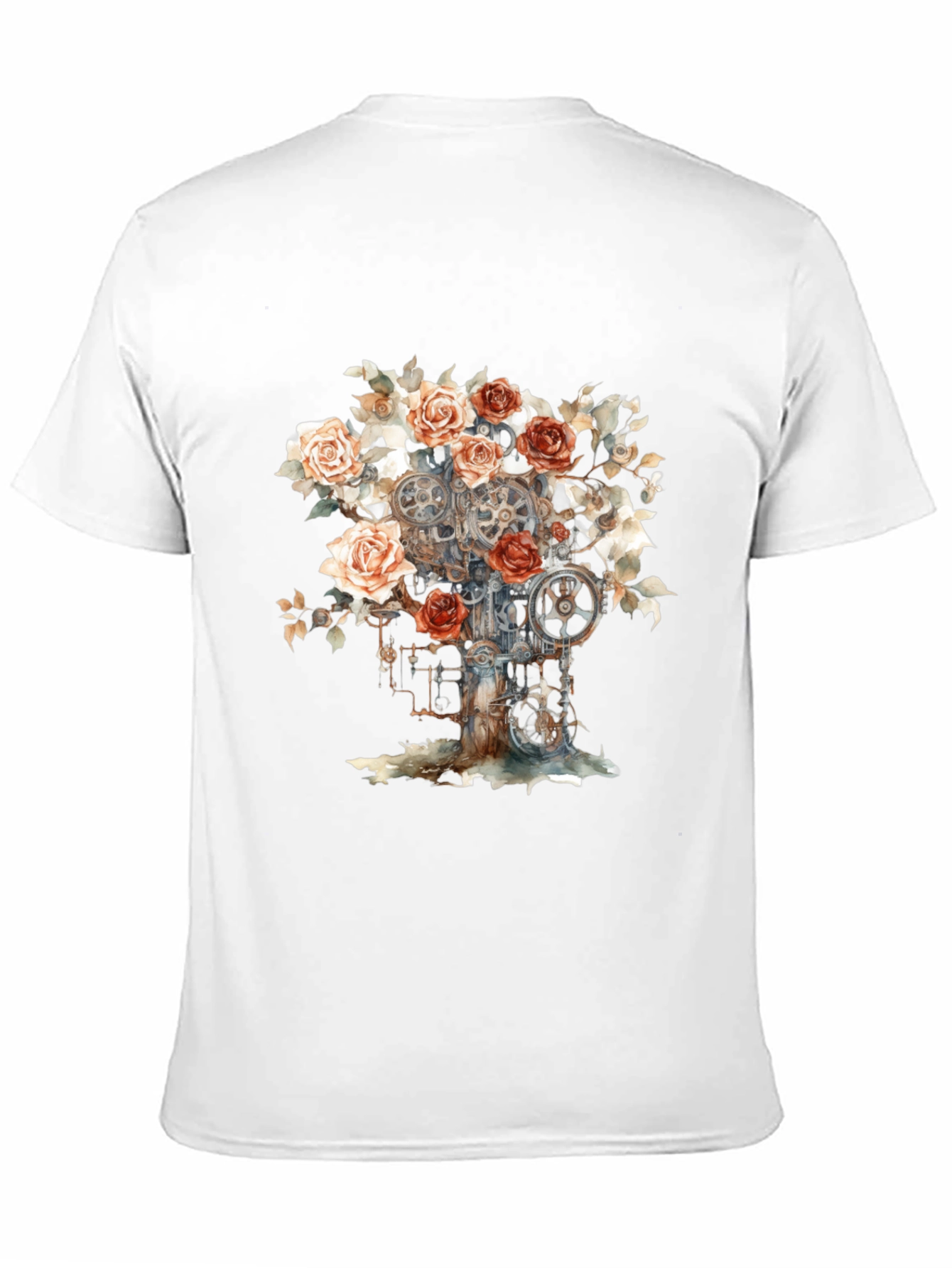 Steampunk Rose Gears Graphic Tee - Black
