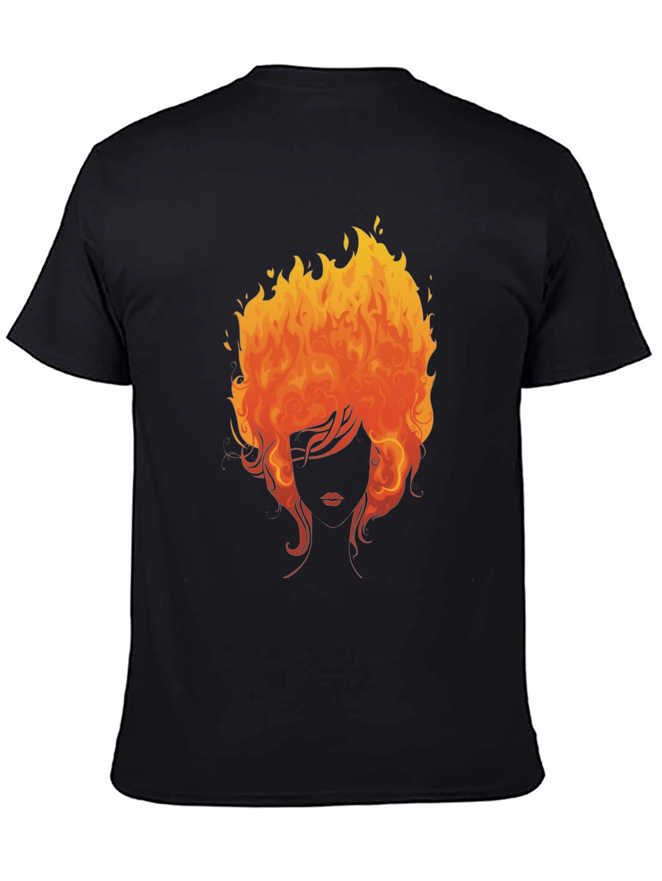 Fiery Woman Graphic Tee - Bold Black T-Shirt
